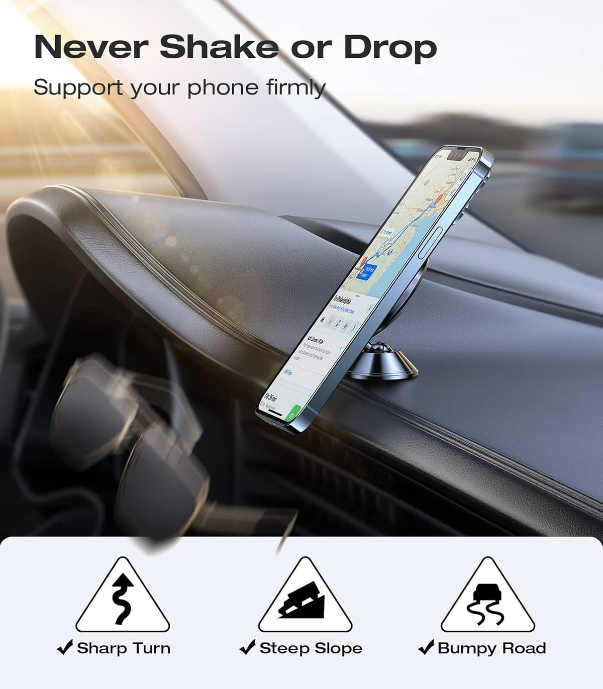 VICSEED [2025 Upgrade for MagSafe Car Mount, [Military-Grade] [High & Low Temp Resistance] Magnetic Phone Holder for Car Dashboard, 360 Rotatable Car Phone Holder Mount for iPhone 16 Pro Max 15 14 13