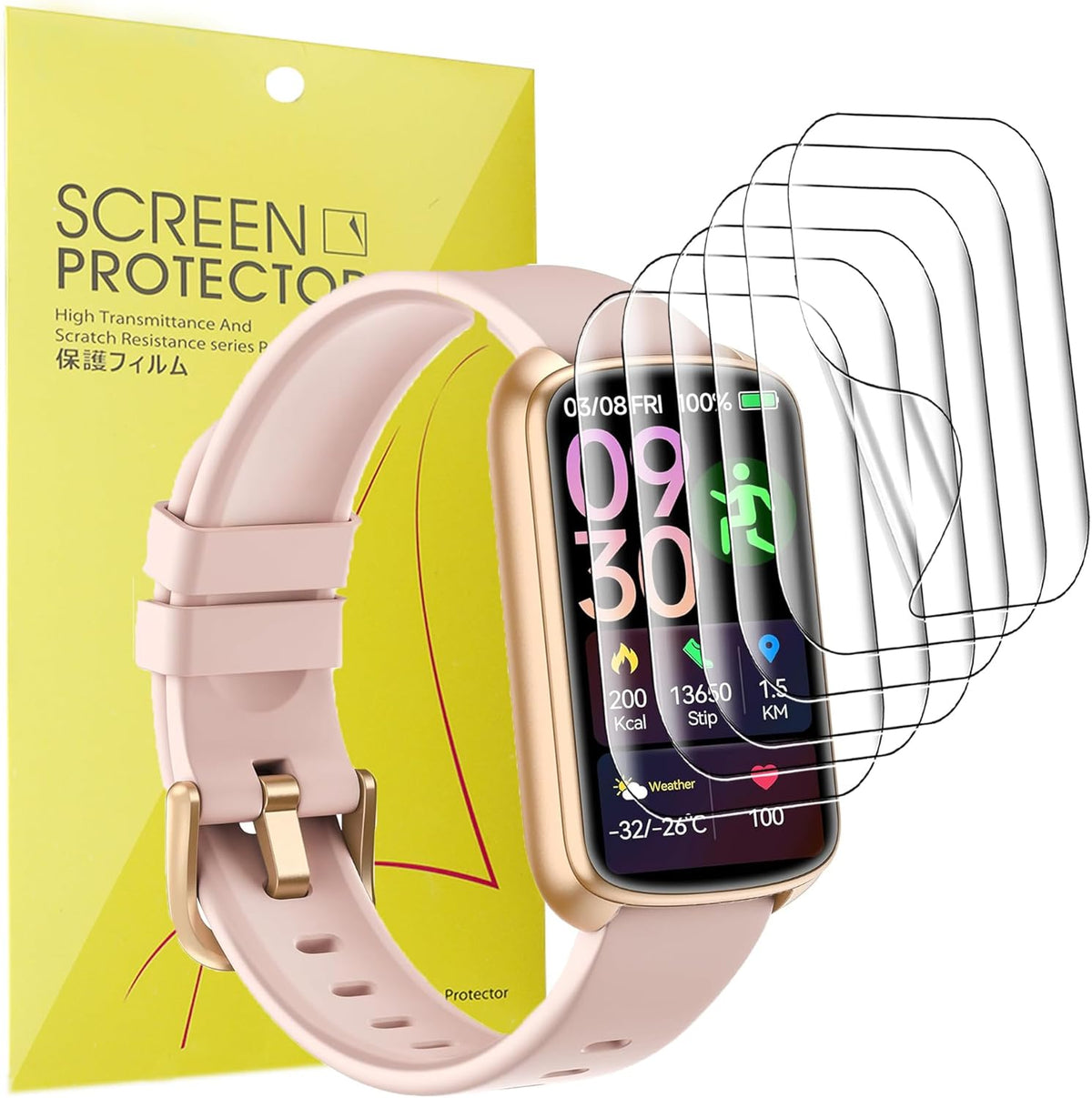 [6 Pack] Compatible Screen Protector for RLQA Fitness Tracker, Full Coverage TPU Clear Film for RLQA Band 3