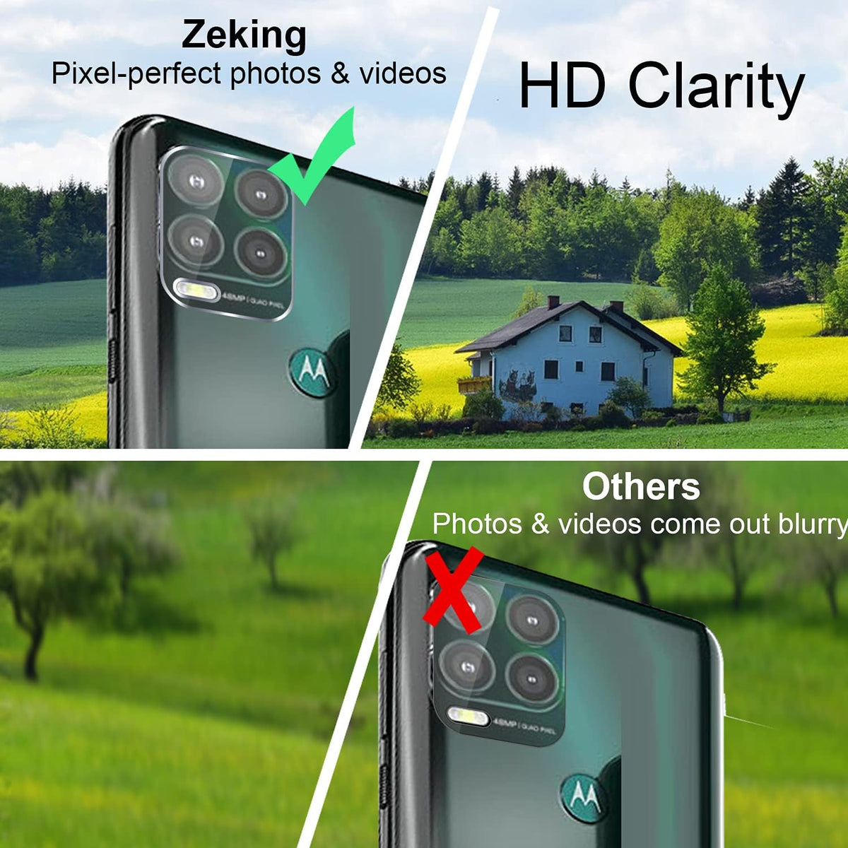 Zeking [2+2 Pack] for Moto G Stylus 5G Privacy Tempered Glass Screen Protector and Camera Lens Protector, Bubble Free