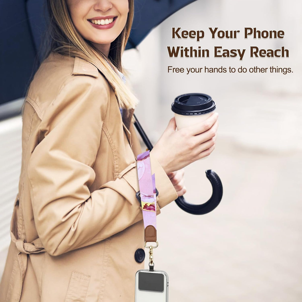 TiMOVO Phone Lanyard Crossbody Wrist Strap, Adjustable Anti-Theft Strap for Smartphone Case