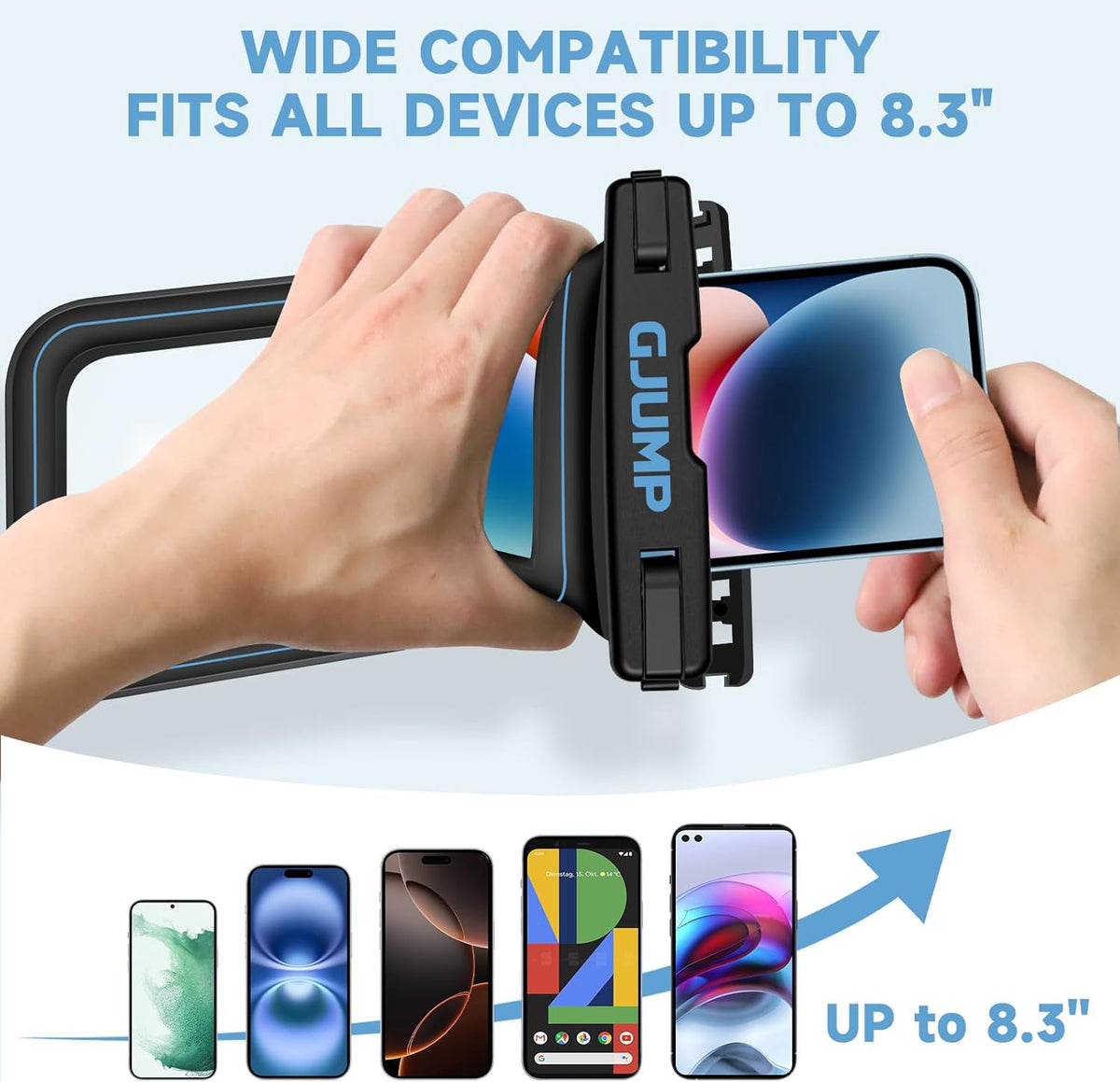 2 Pack Floating Waterproof Phone Pouch, Up to 8.3" IP68 Cellphone Dry Bag Compatible for iPhone 16 15 14 13 Pro Max Samsung Galaxy, Essential for Beach Cruise Ship (Blue*2)