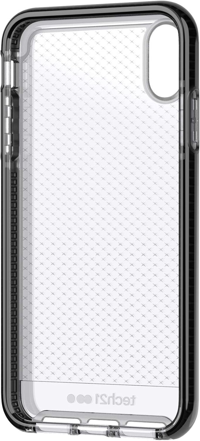 tech21 Protective Back Case Cover for Apple iPhone Xs Max, Thin Evo Check Pattern, Smokey Black