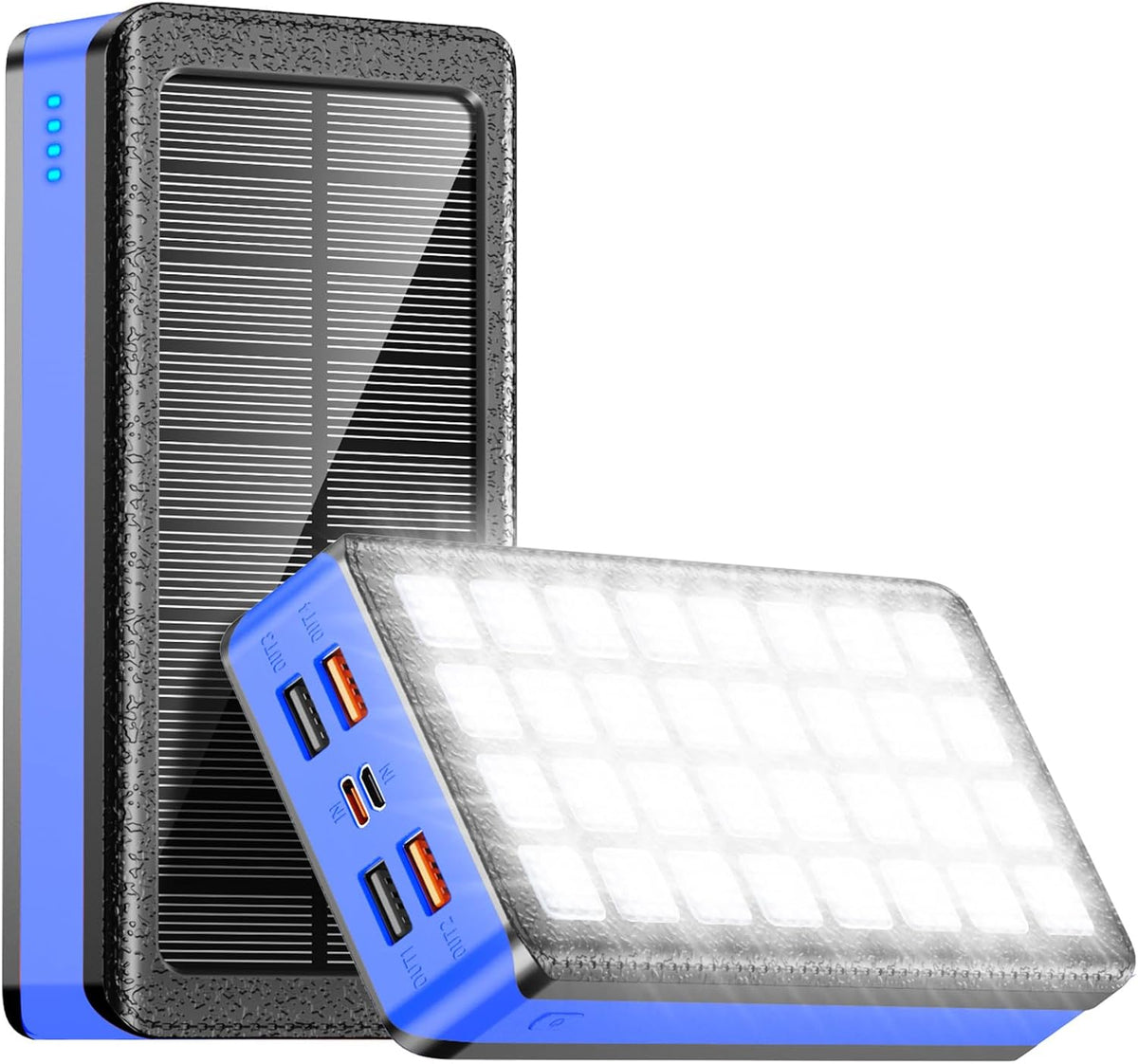 Solar Charger Power Bank 66800mAh Portable Charger with USB-C in/Output 22.5W QC3.0 Fast Charging 5 Out Ports Battery Pack Built-in 32 Led Flashlights for iPhone Samsung Tablet Camping