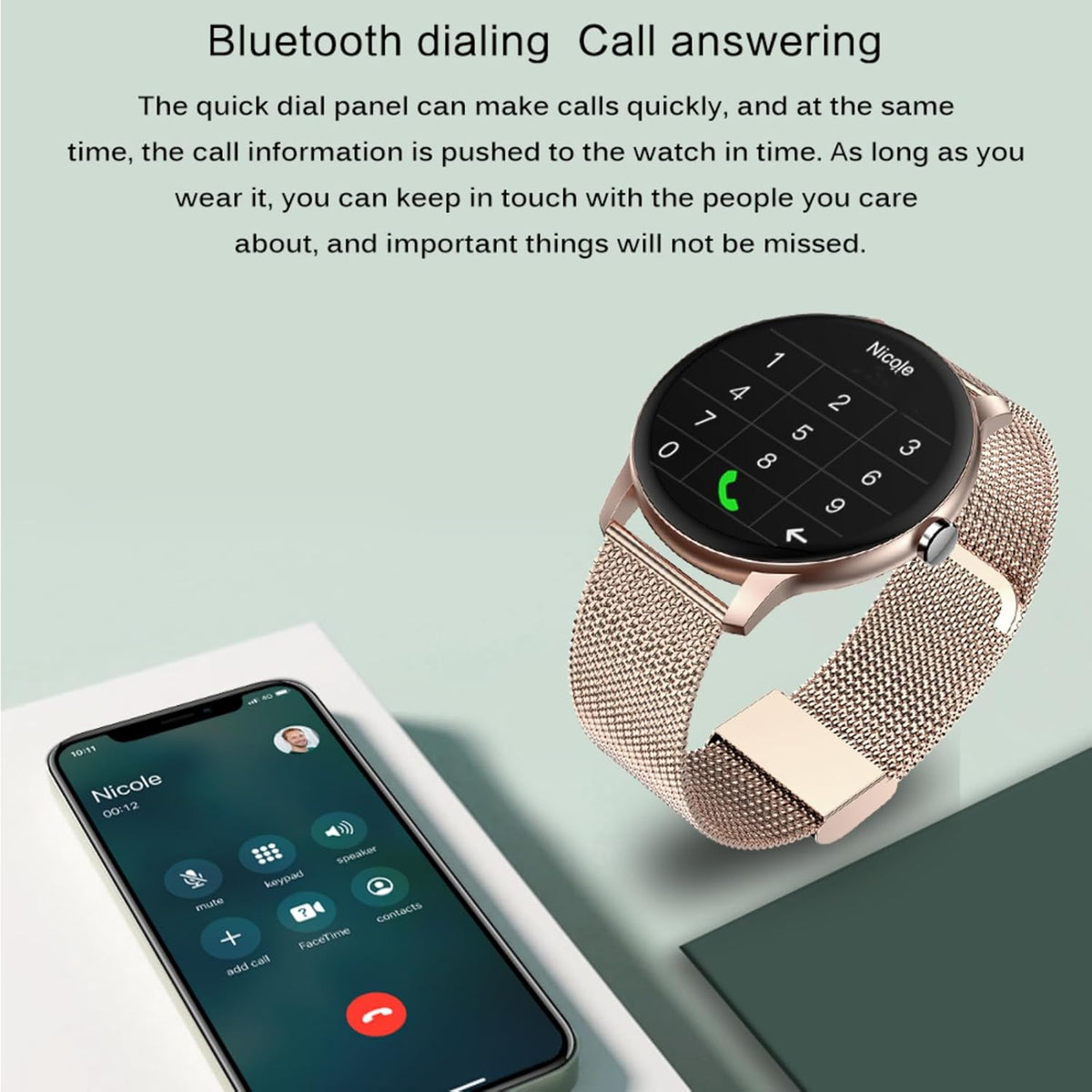 Smart Watch, 1.3” for Women, Fitness Tracker with 100+ Sport Modes, IP67 Waterproof, Heart Rate Monitor, Rose Gold