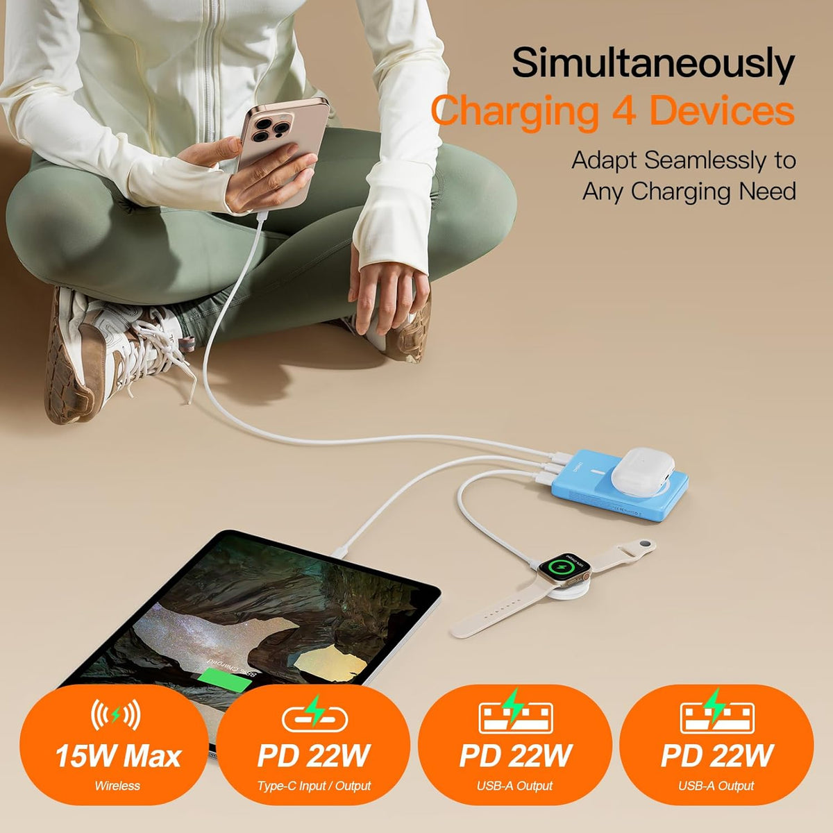 Magnetic Portable Charger, 16800mAh Wireless Power Bank, with 20W USB-C Fast Charging and LED Digital Display Magnetic Battery Pack, Compatible with iPhone 16/15/14/13/12 Full Series (2025)