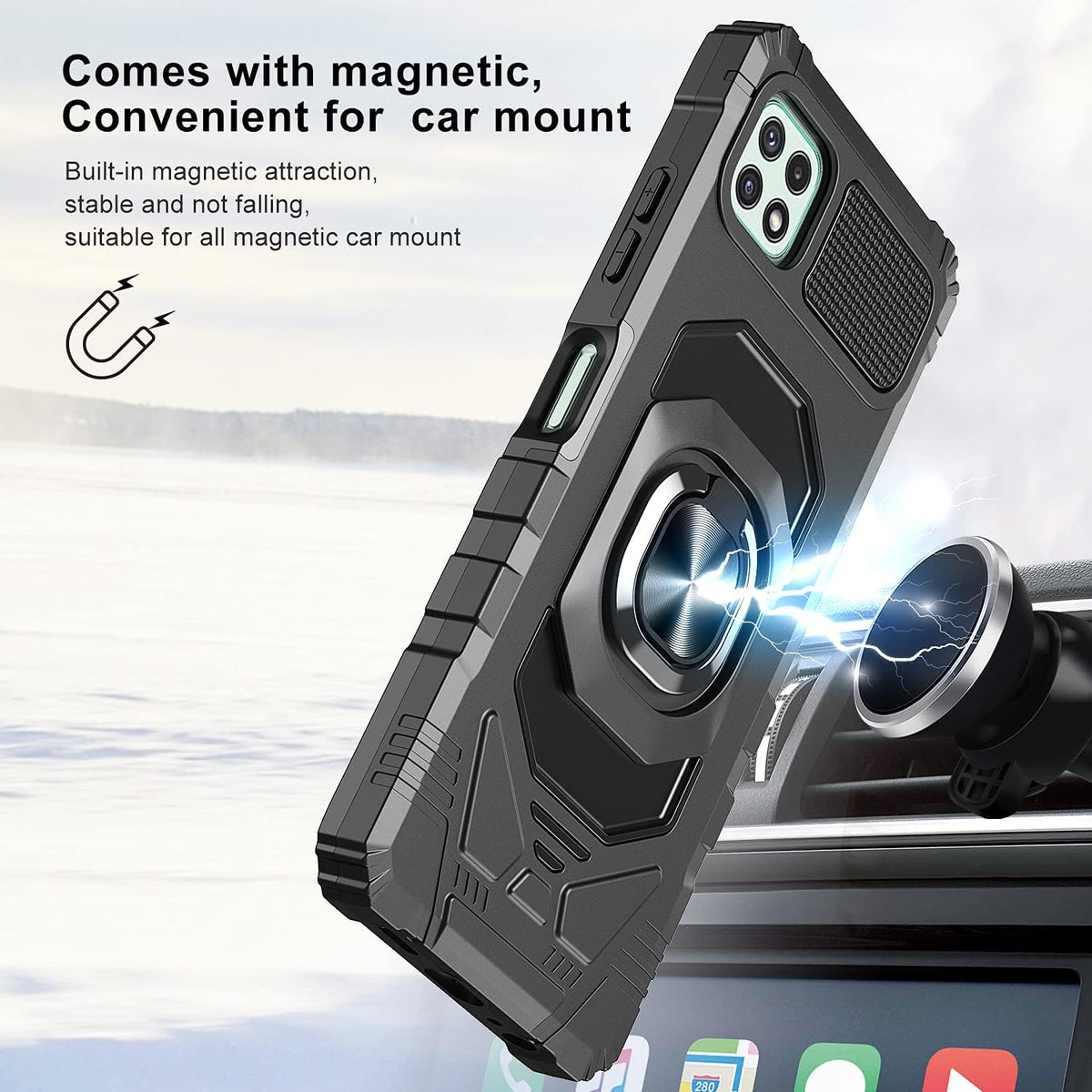 Ailiber Case for Boost Celero 5G, Wingtech Celero 5G with Screen Protector, Ring Kickstand Heavy Duty Shockproof Cover