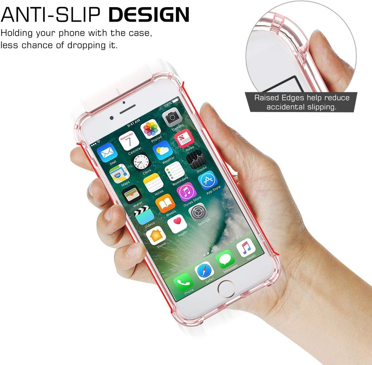 ORIbox Shockproof Case for iPhone SE 2022/2020, Compatible with iPhone 8/7, with 4 Corners Protection (Pink)
