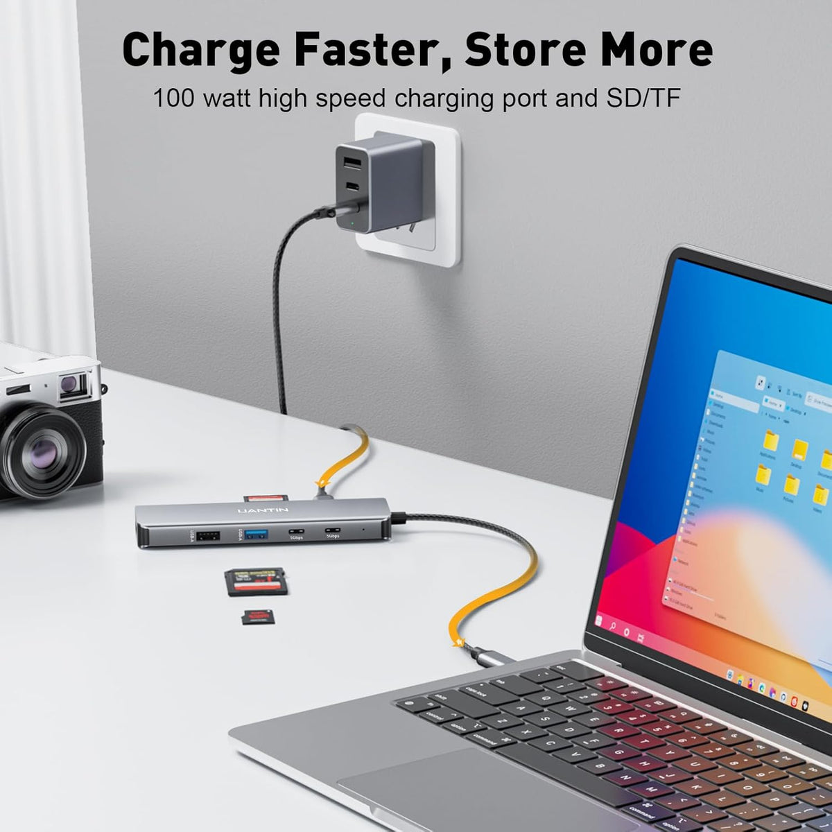 9-in-1 USB C Hub, 4K60Hz HDMI Multiport Adapter with 2 USB-C 5Gbps, 100W PD Charging, 3 USB-A Ports, SD/TF Card Reader, USBC Dock Dongle for MacBook Pro/Air, iPad Pro, Dell, HP, Laptop