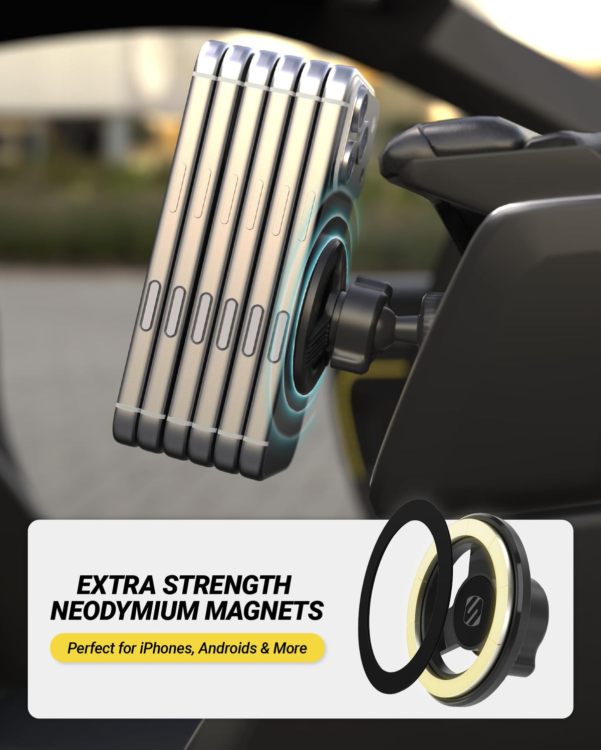 Scosche MagSafe Car Mount Vent, Phone Holders for Your Car with Strong Magnetic Hold and Secure Twist-Lock Vent Clip, Rotatable Car Phone Holder