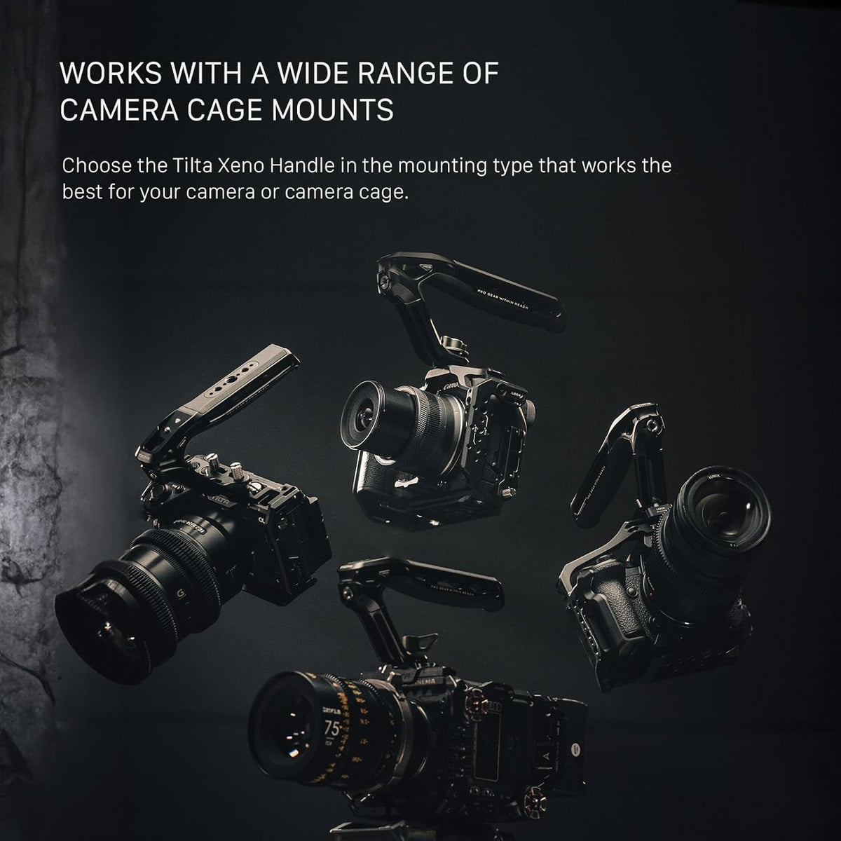 Tilta Xeno Top Handle for Filmmakers & Cameras - Titanium Gray | Aluminum Alloy and Silicone Build | 1/4″-20 and 3/8″-16 Threads w/Locating Points | Safety Release Pin | Comfortable Handling (NATO)