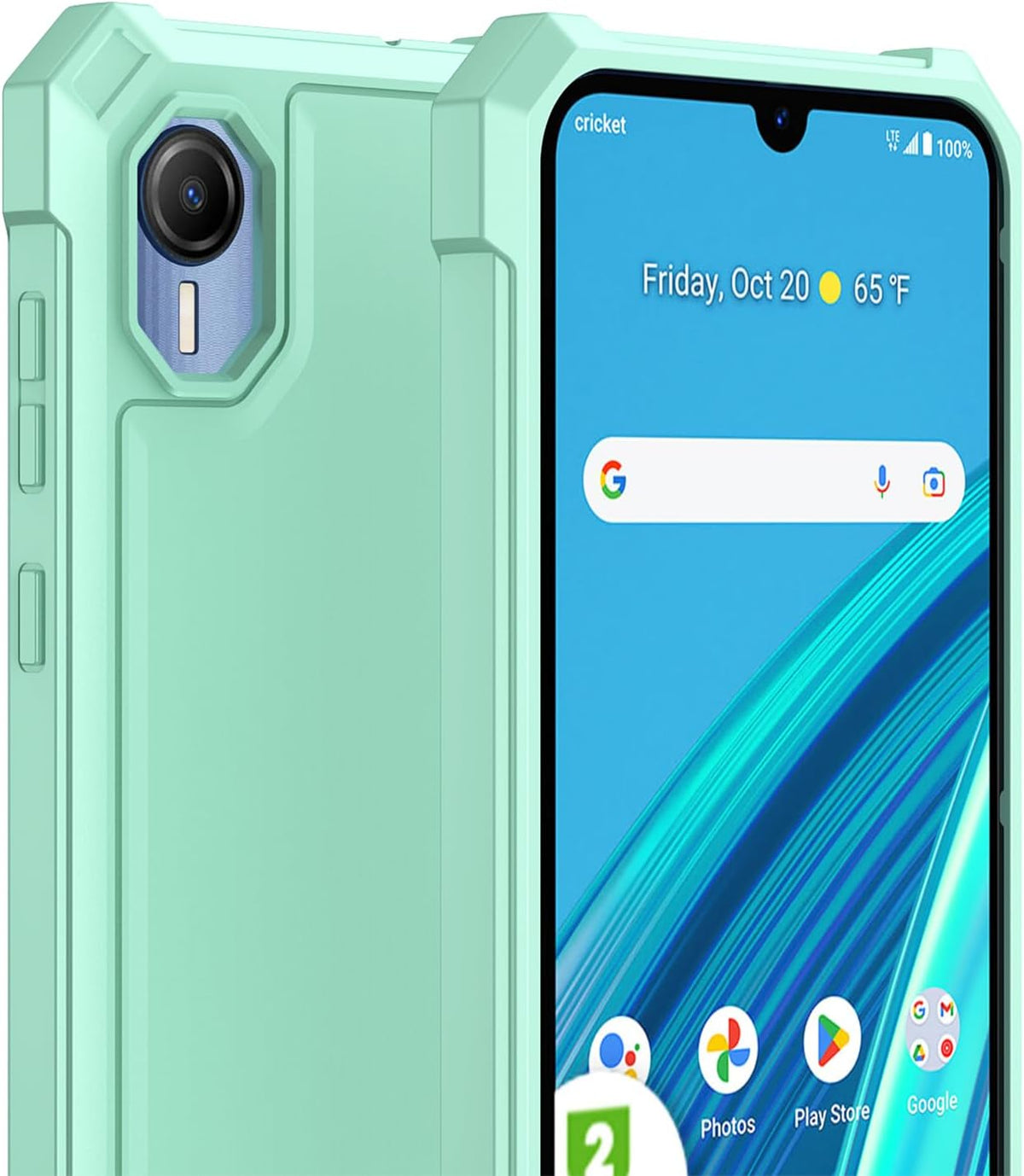 Ailiber Cricket Debut S2 Phone Case, Heavy Duty Protective Cover with Screen Protector, Mint Green