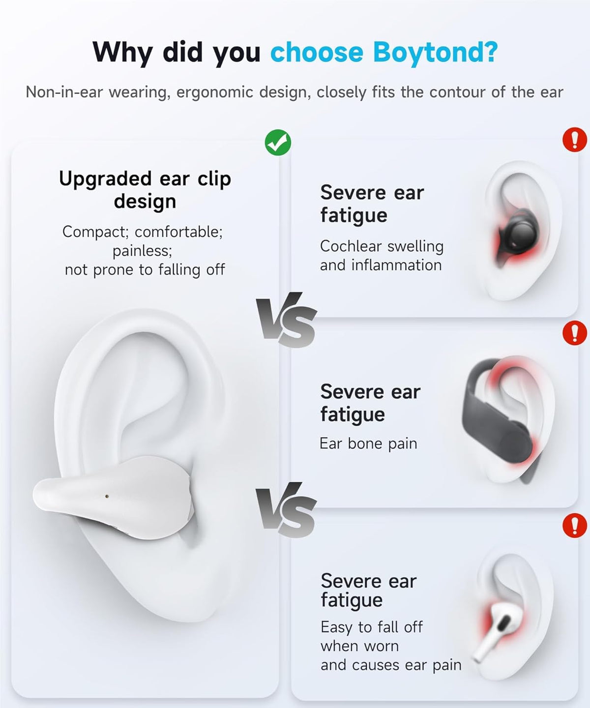 Ultra Open Ear Earbuds - Ergonomic Clip-On Earbuds, Small Bone Conduction Over-The-Ear Headphones with Waterproof Design, Perfect Running Headphones for Sports and Fitness, Velvet White