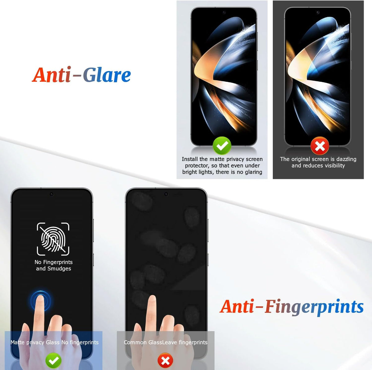2 Pack Galaxy S22+/S23 Plus Matte Anti spy Privacy Screen Protector, 9H Tempered Glass,Anti-Glare Anti-Scratch, Smooth and Responsive Absolute,No Bubbles,High Definition Clear,With Installation Frame