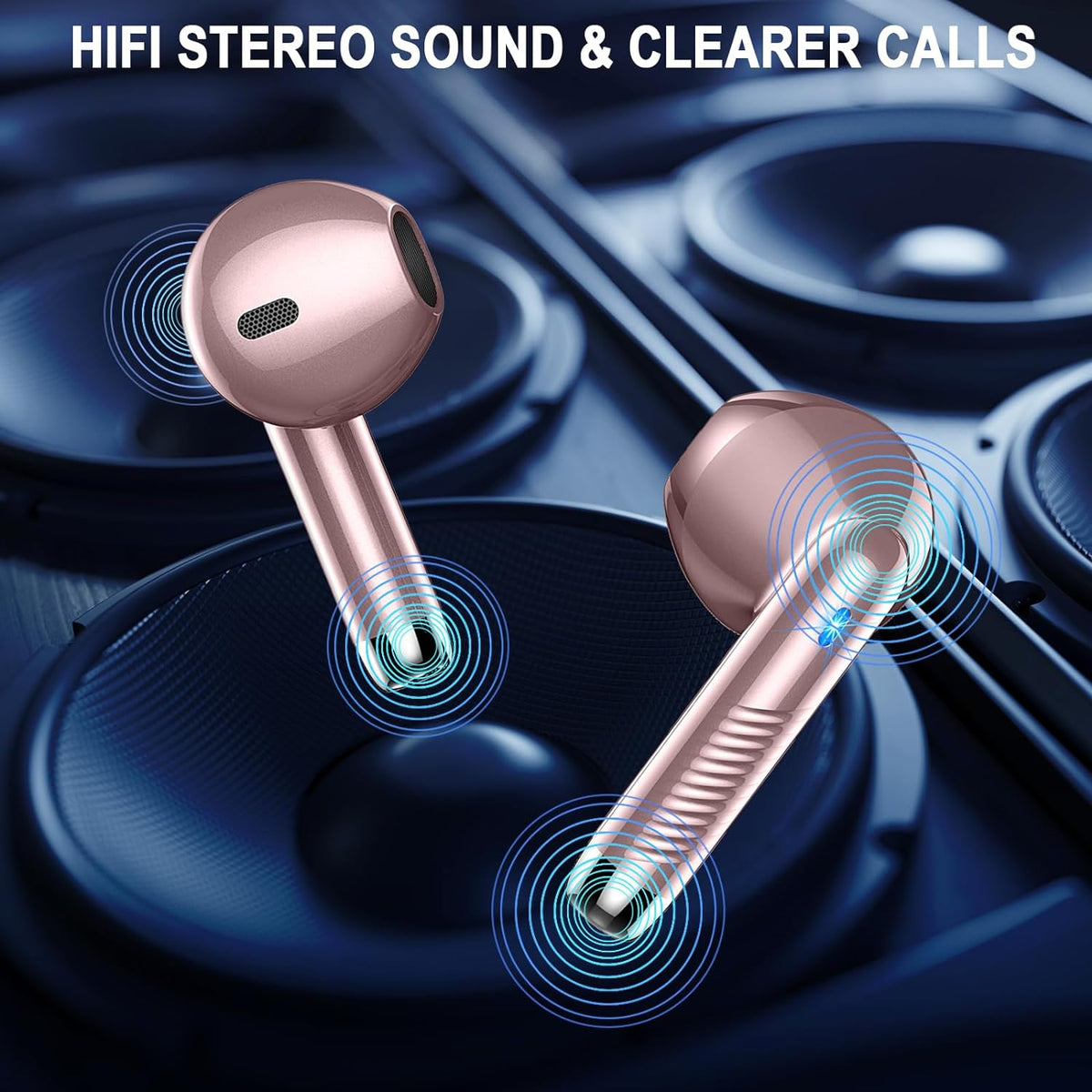 Wireless Earbuds, Bluetooth 5.4 Ear Buds LED Power Display Headphones Bass Stereo, Bluetooth Earbuds in-Ear Noise Cancelling Mic, 40H Playback Mini Case IP7 Waterproof Sports Earphones for Android iOS