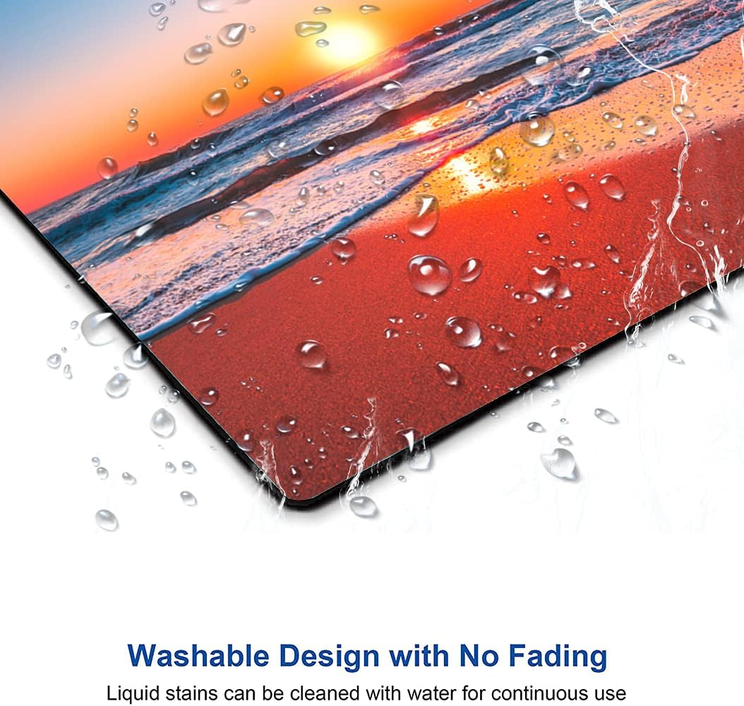 Beach Sunrise Mouse Pad, Seaside Wave Sunset Mouse Pad Custom Design, Square Waterproof Mouse Pad Non-Slip Rubber Base MousePads for Office Laptop, 9.5 inchx7.9 inchx0.12 inch Inch