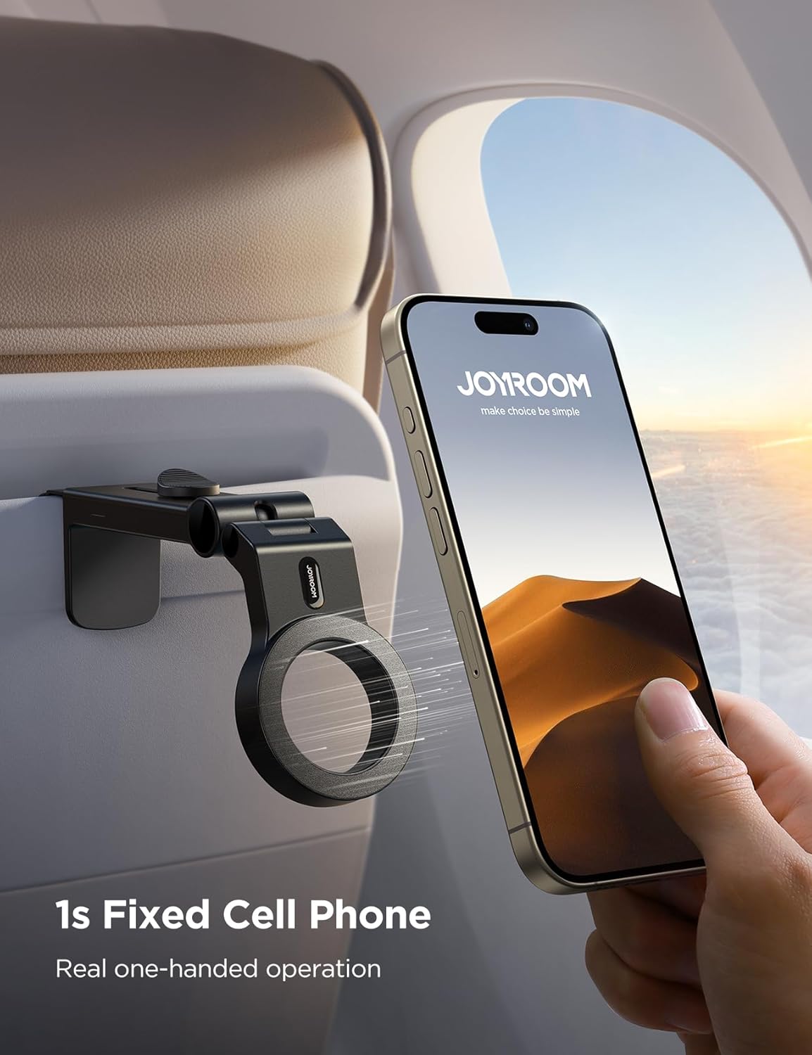 JOYROOM for Magsafe Airplane Phone Holder, Hands-Free Plane Phone Holder for iPhone 15 Pro Max