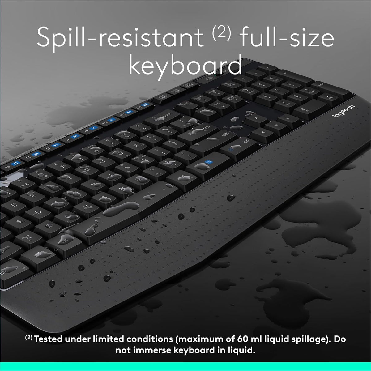 Logitech MK345 Wireless Combo, Full-Sized Keyboard with Palm Rest and Comfortable Mouse, Black