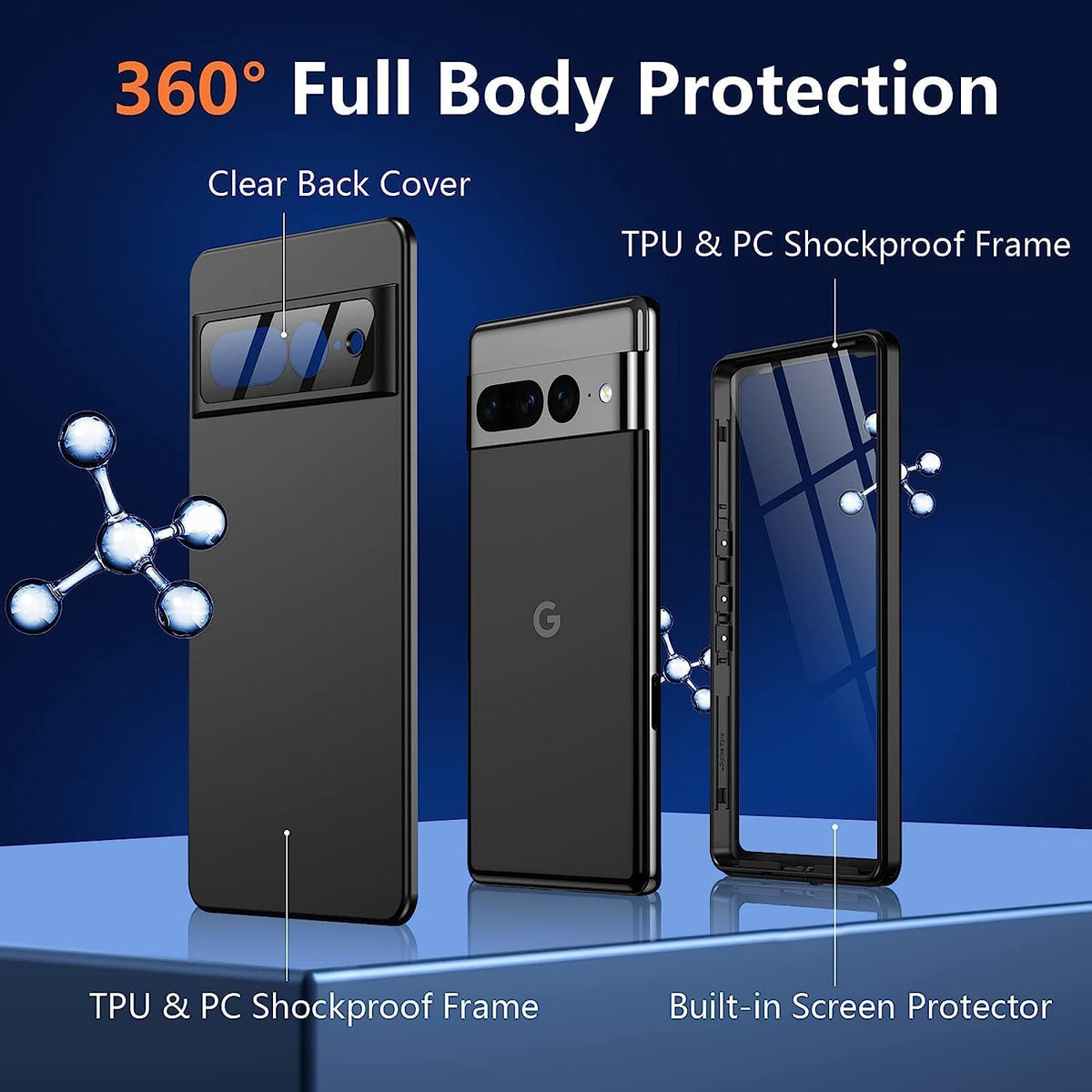 ANTSHARE Waterproof Case for Google Pixel 7 Pro, Built-in Screen Protector, [10FT Military Dropproof][IP68 Underwater]