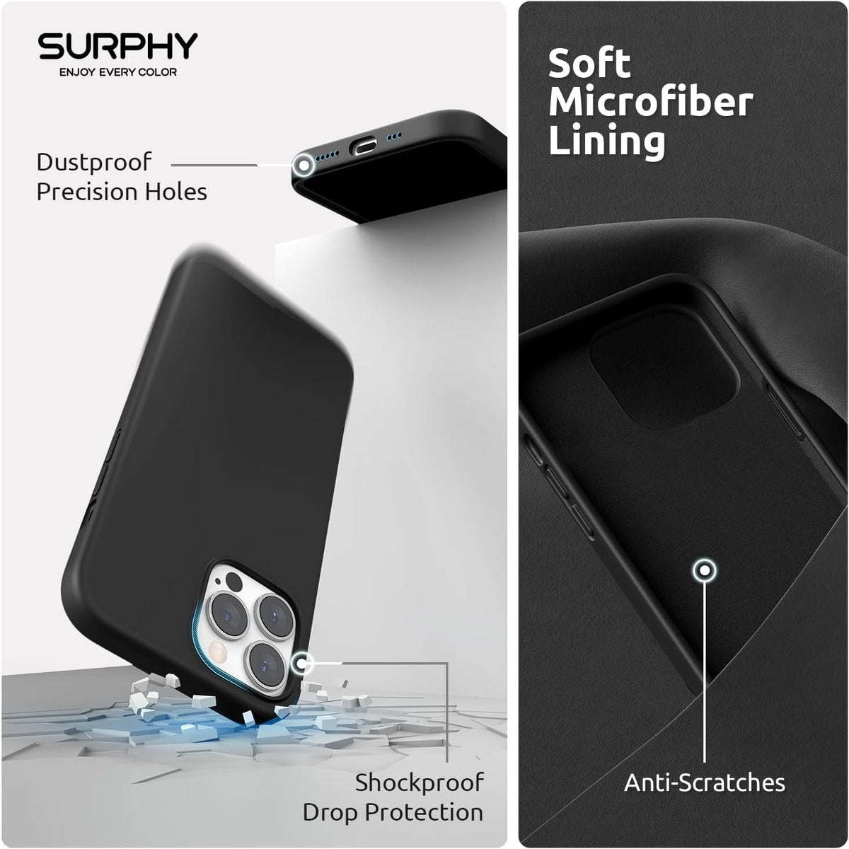 SURPHY Magnetic Case for iPhone 13 Pro, Compatible with MagSafe, Liquid Silicone Phone Case with Microfiber Lining