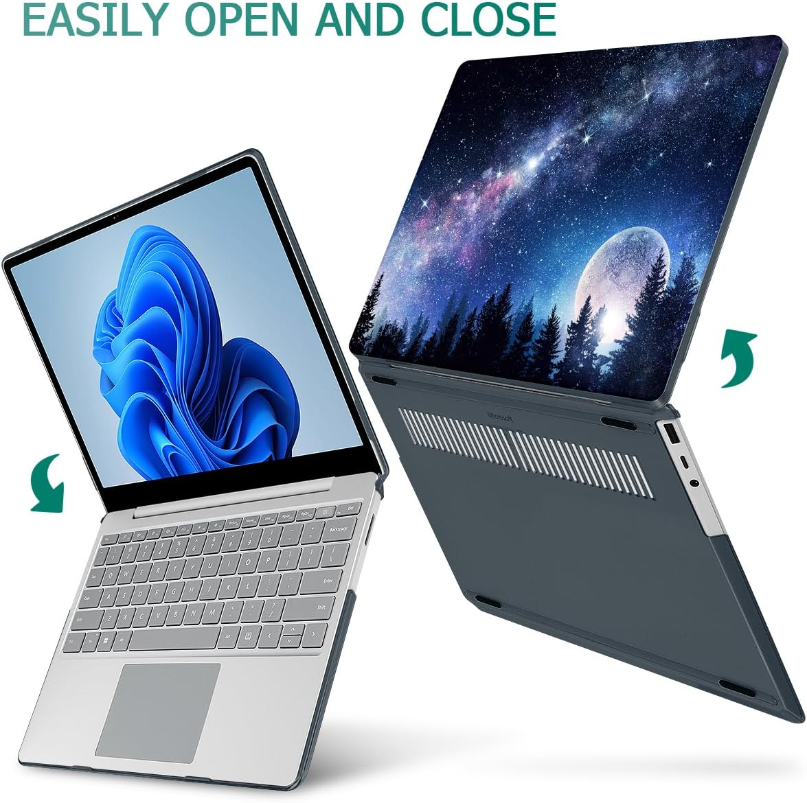 Tuiklol Case for 15 Inch Microsoft Surface Laptop 5/4/3 2022-2020, Model 1979/1953/1872/1873 Hard Shell Cover, Keyboard Cover+Screen Protector+Dust Plugs,Moonlight
