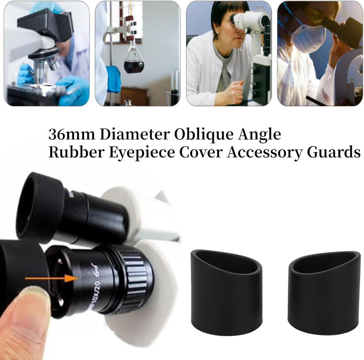 AUNMAS 2PCS Eyepiece Cover, Soft Rubber Binocular Eye Cups Replacement Guard for 32 36mm Stereo Microscope