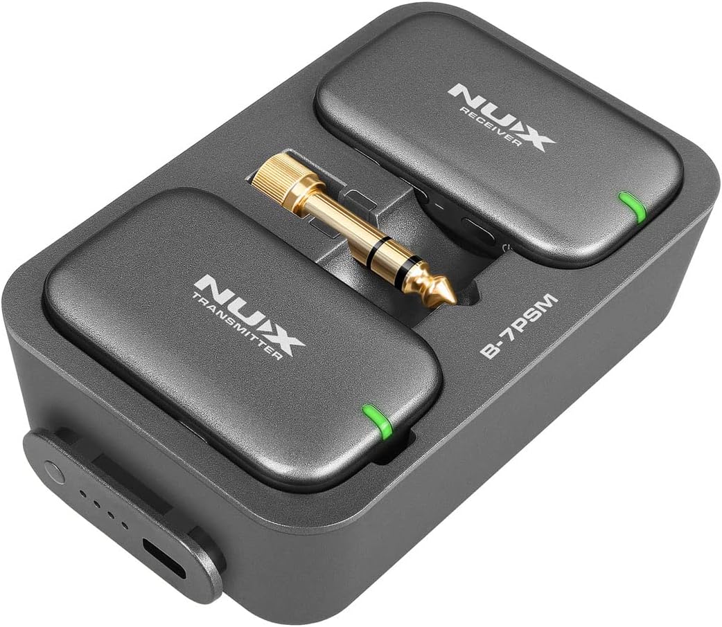 NUX B-7PSM 5.8 GHz Wireless in-Ear Monitor System, Stereo IEM,Charging Case Included, Stereo Audio transmitting, Designed for Live Shows and Band Rehearsals,not Suitable for Personal Silent Practice