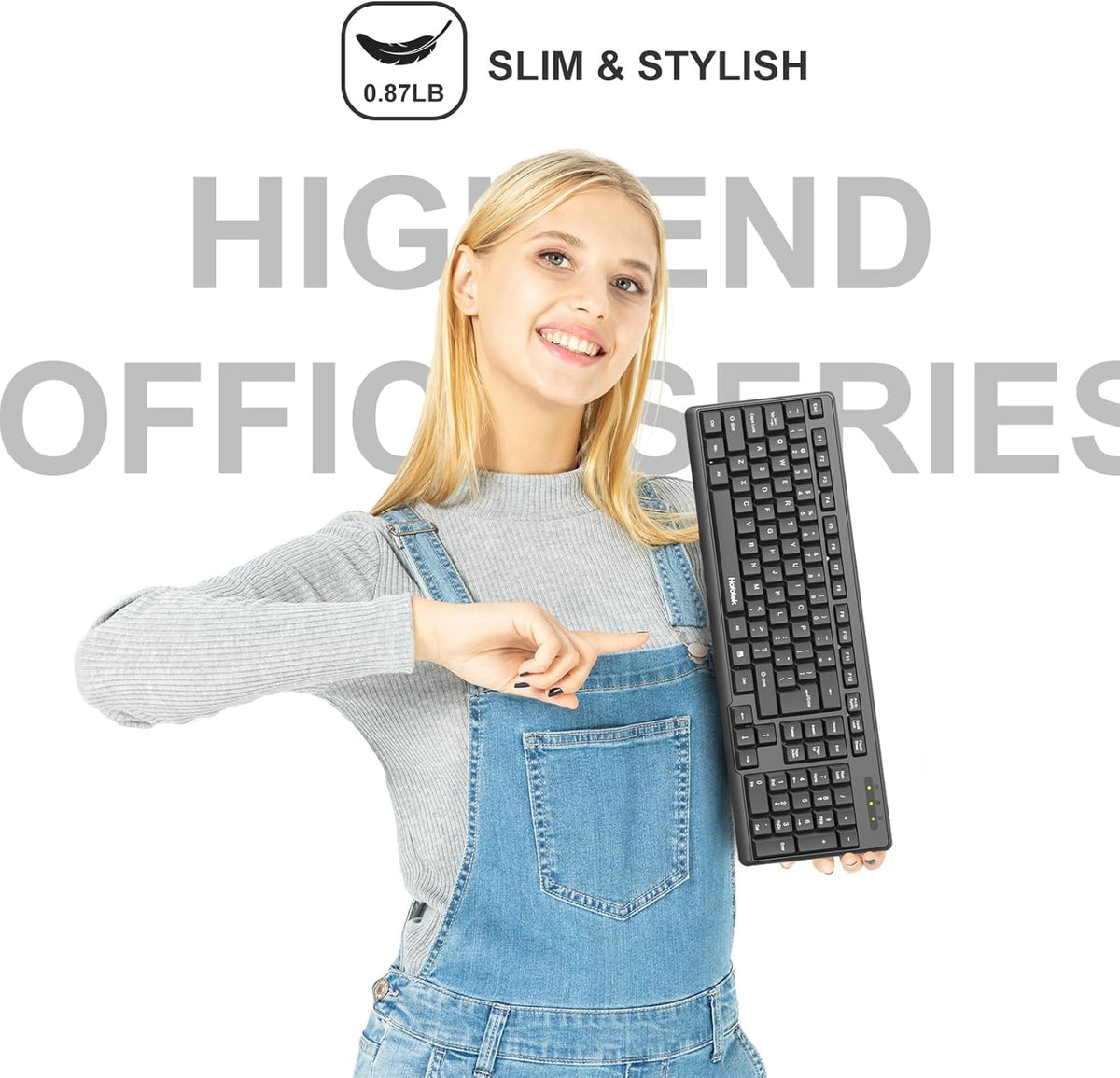 Hofotek Wired Computer Keyboard, Full Size USB Quiet Keyboard with Number Pad,Slim Compact Soft Basic Laptop Keyboard