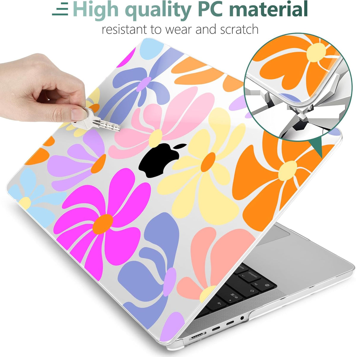 DONGKE for M4 MacBook Pro 16 Inch Case 2024 2023 2021 A3403 A3186 M3 A2991 M2 A2780 M1 A2485 Pro/Max Chip, Plastic Hard Shell Case & Keyboard Cover for Mac Pro 16 with Touch ID, Power Florals