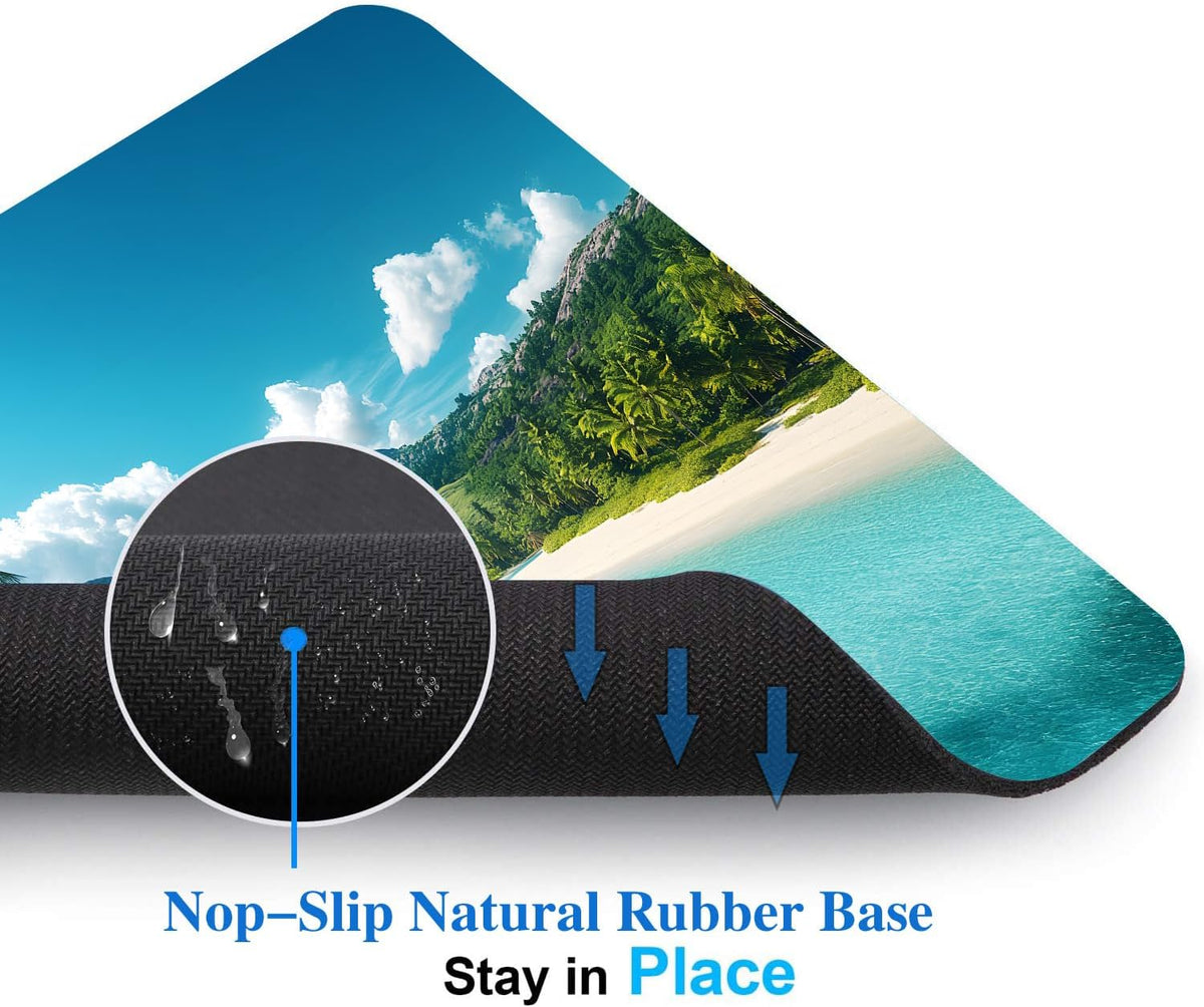 Aesthetic Beach Landscape Mouse Pads for Desk, Portable Wireless Computer Mouse pad Small Design with Women, Non-Slip Rubber Base Laptop Mousepad 9.5" x 7.9" Smooth Surface for Office & Travel