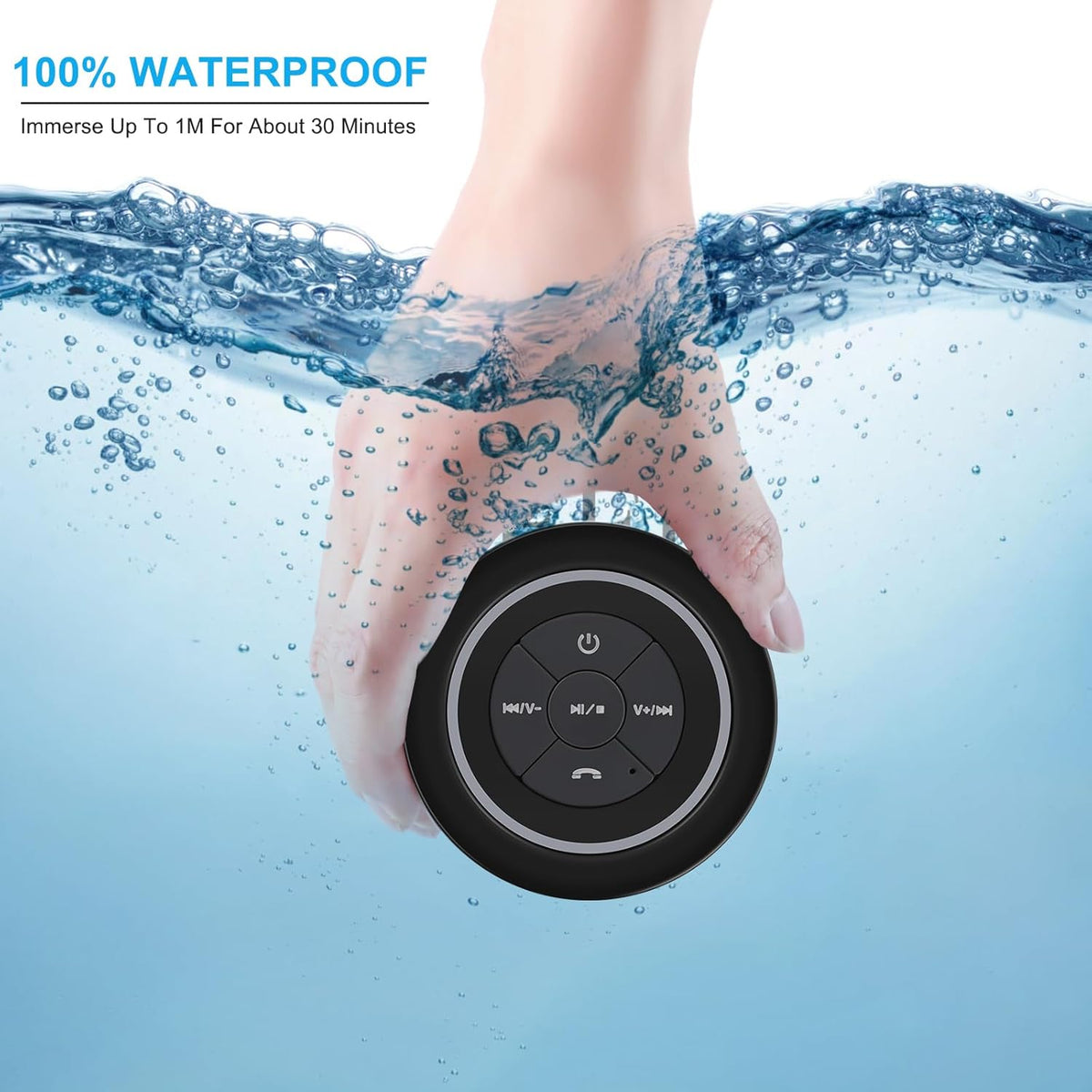 Bluetooth Waterproof Shower Speaker, Portable Wireless Speaker with Suction Cup, Small Speaker with Colorful Lights,