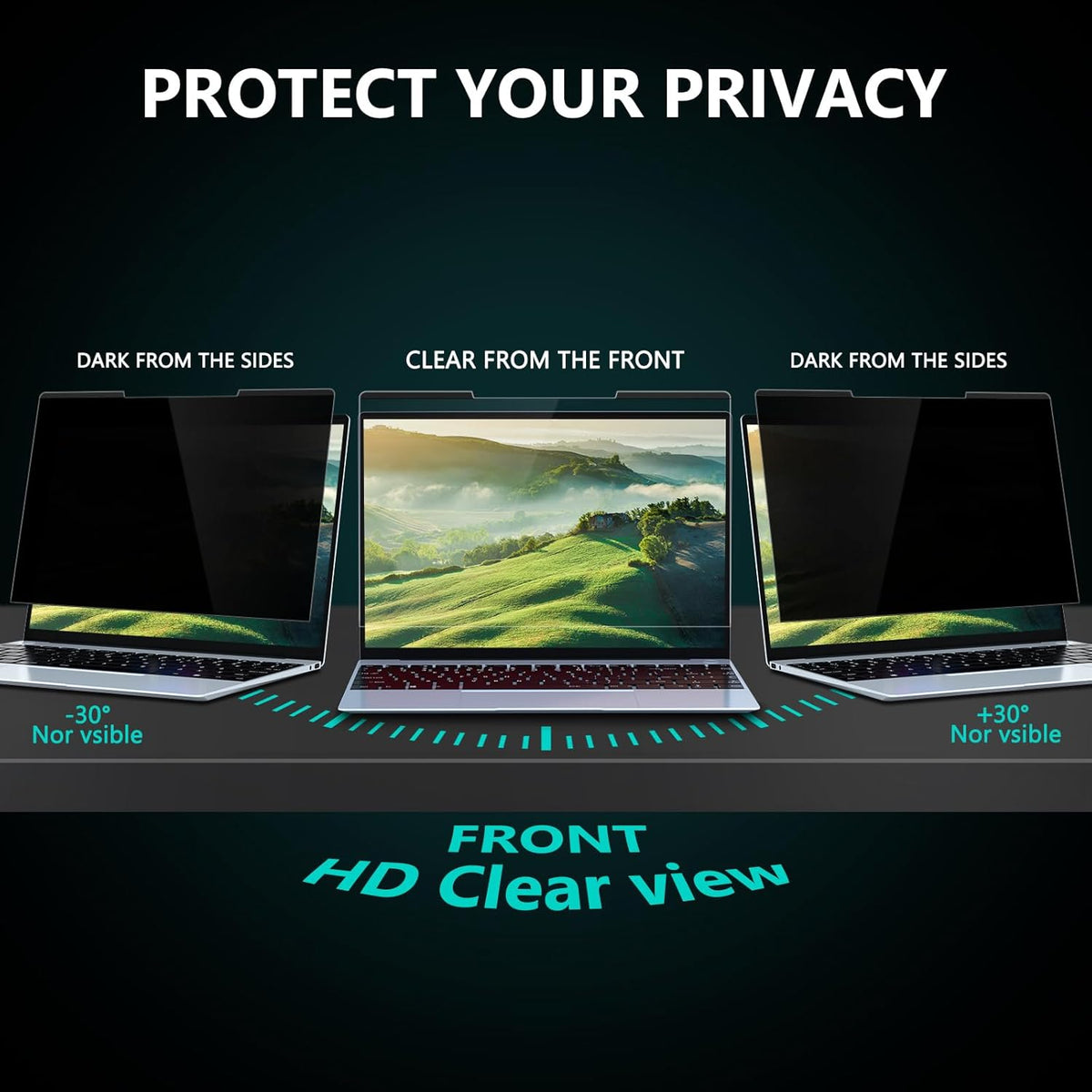 FILMEXT Magnetic Laptop privacy screen 13.3 inch for 16:9 Widedisplay, Removable Laptop Privacy Screen Shield Anti Glare Blue Light Filter for HP/Dell/Acer/Lenovo/Asus