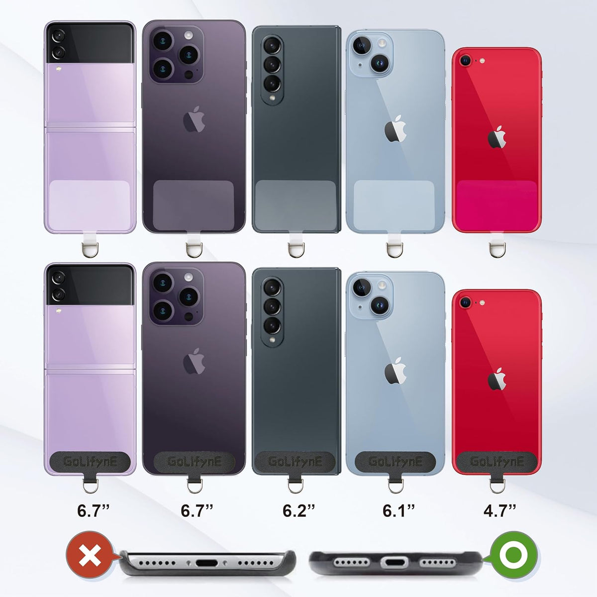 Universal Phone Lanyard, Anti-Theft Crossbody Strap for iPhone 15 Pro Max and Most Smartphones, Adjustable Cell Phone Neck Holder w/ 2 Non-Adhesive Tether Tabs for Men and Women, Apricot/Gold