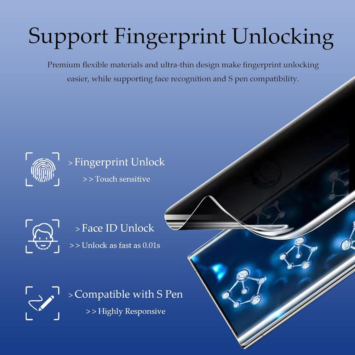 Samsung Galaxy S23 Ultra Privacy Screen Protector [Not Glass], Black Flexible TPU Film Full Coverage Accessories, 2