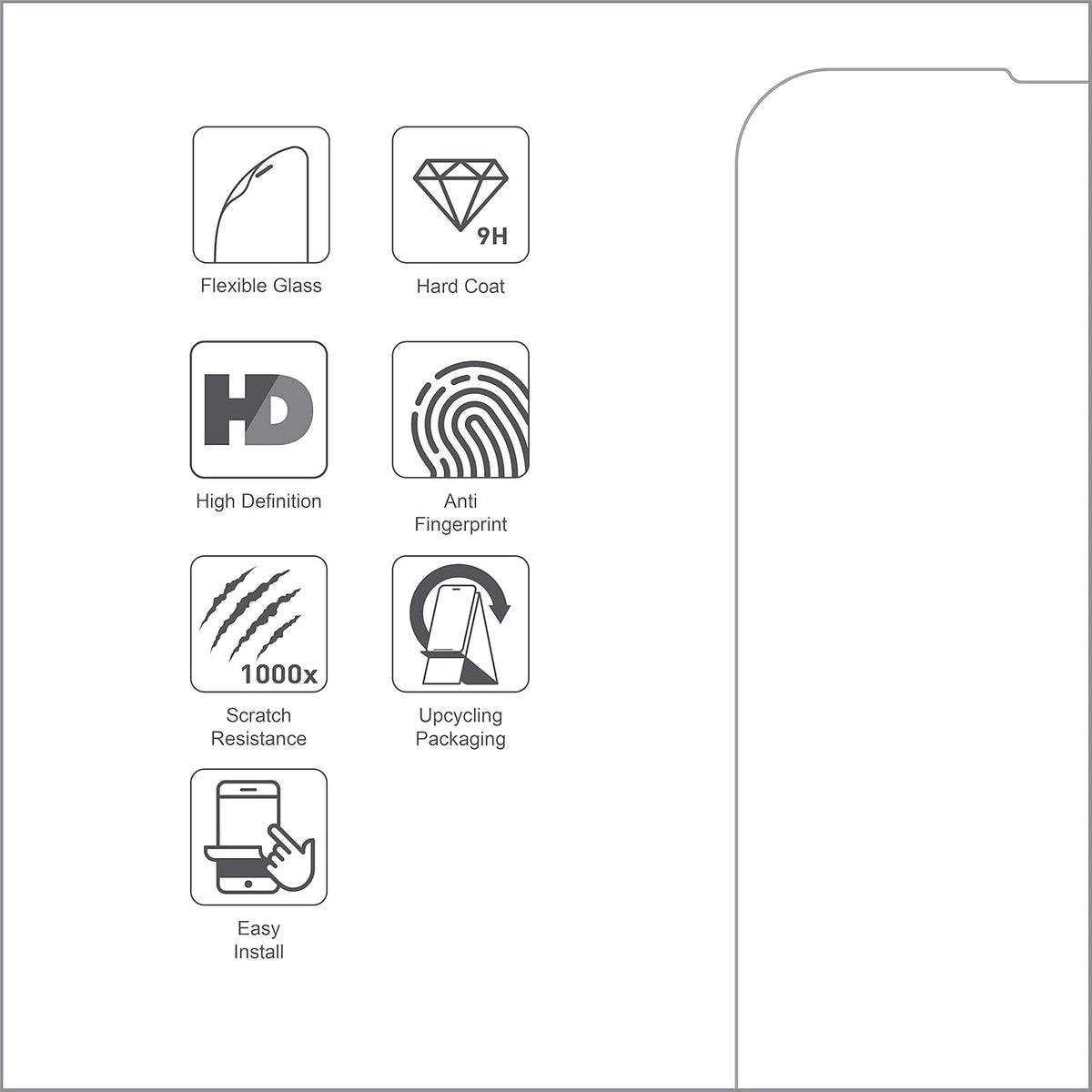 ARMOR Flexible Glass Screen Protector for iPhone 13 Mini, 9H HD Protection