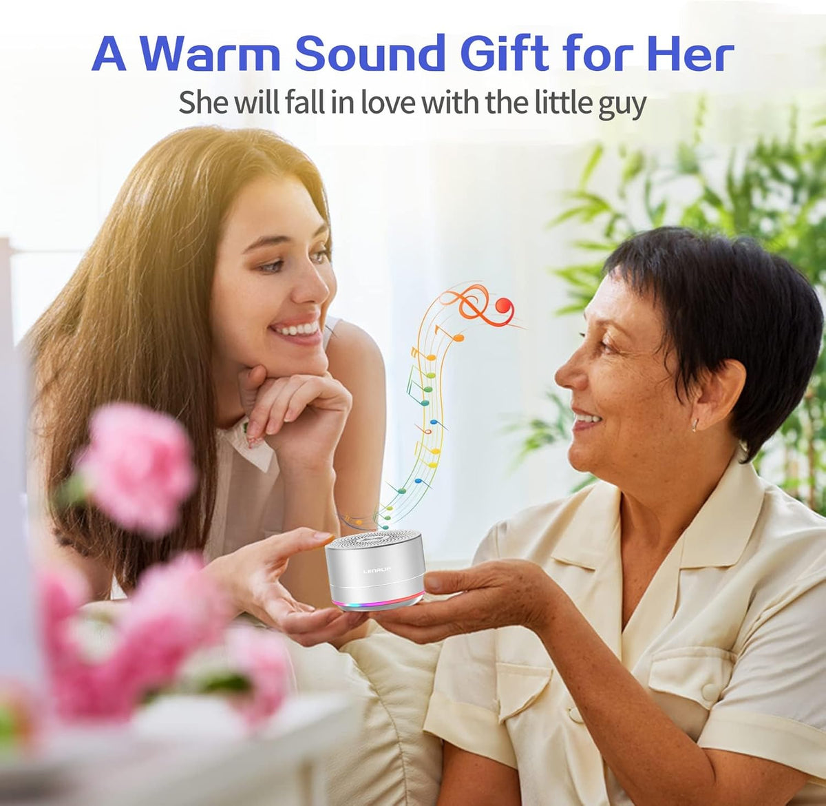 LENRUE Portable Wireless Bluetooth Speaker, Built-in Mic, HD Sound and Bass for iPhone, iPad, Android, Silver