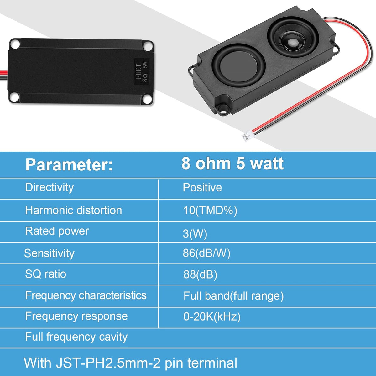 MakerHawk 2pcs Arduino Speaker, 5 Watt 8 Ohm Double Cavity Mini Speaker for Advertising Machine