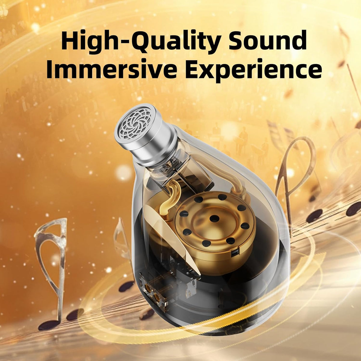 HiFiGo KEFINE Quatio in Ear Monitor, 2DD+2BA Hybrid IEMs with 3 Tuning Nozzles, in Ear Headphone with Detachable Cable for Musician Audiophile