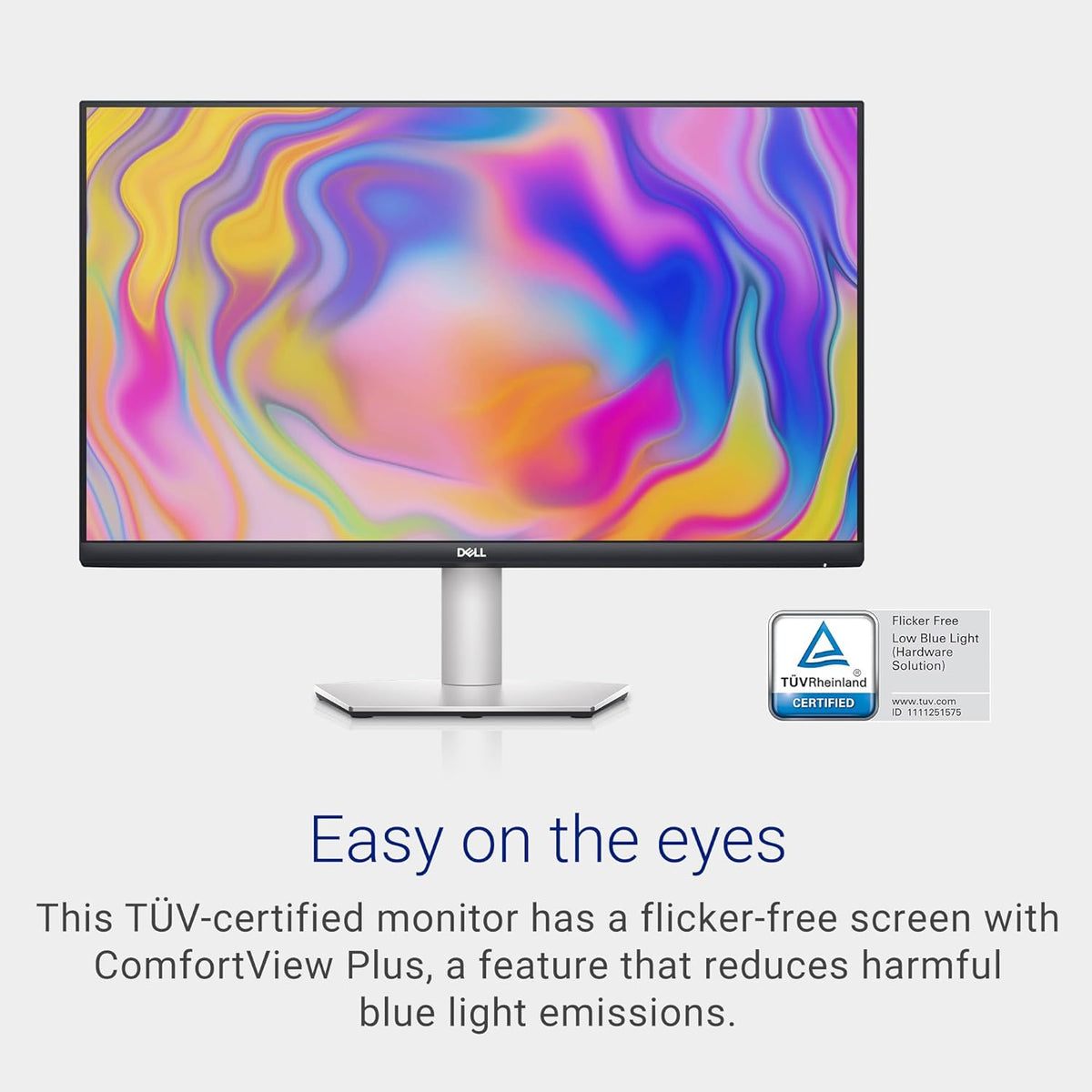 Dell S2722QC Monitor - 27 inch 4K USB-C , UHD (3840 x 2160) Display, 60Hz Refresh Rate, 8MS Grey-to-Grey Response Time, Built-in Dual 3W Speakers, 1.07 Billion Colors - Platinum Silver