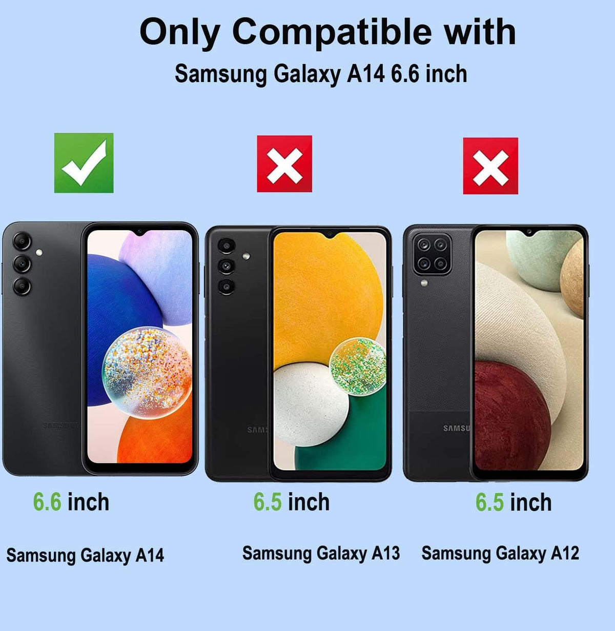 2-Pack Anti Blue Light Tempered Glass Screen Protector for Samsung Galaxy A14. 9H Hardness, No Bubbles, Eye Protection.