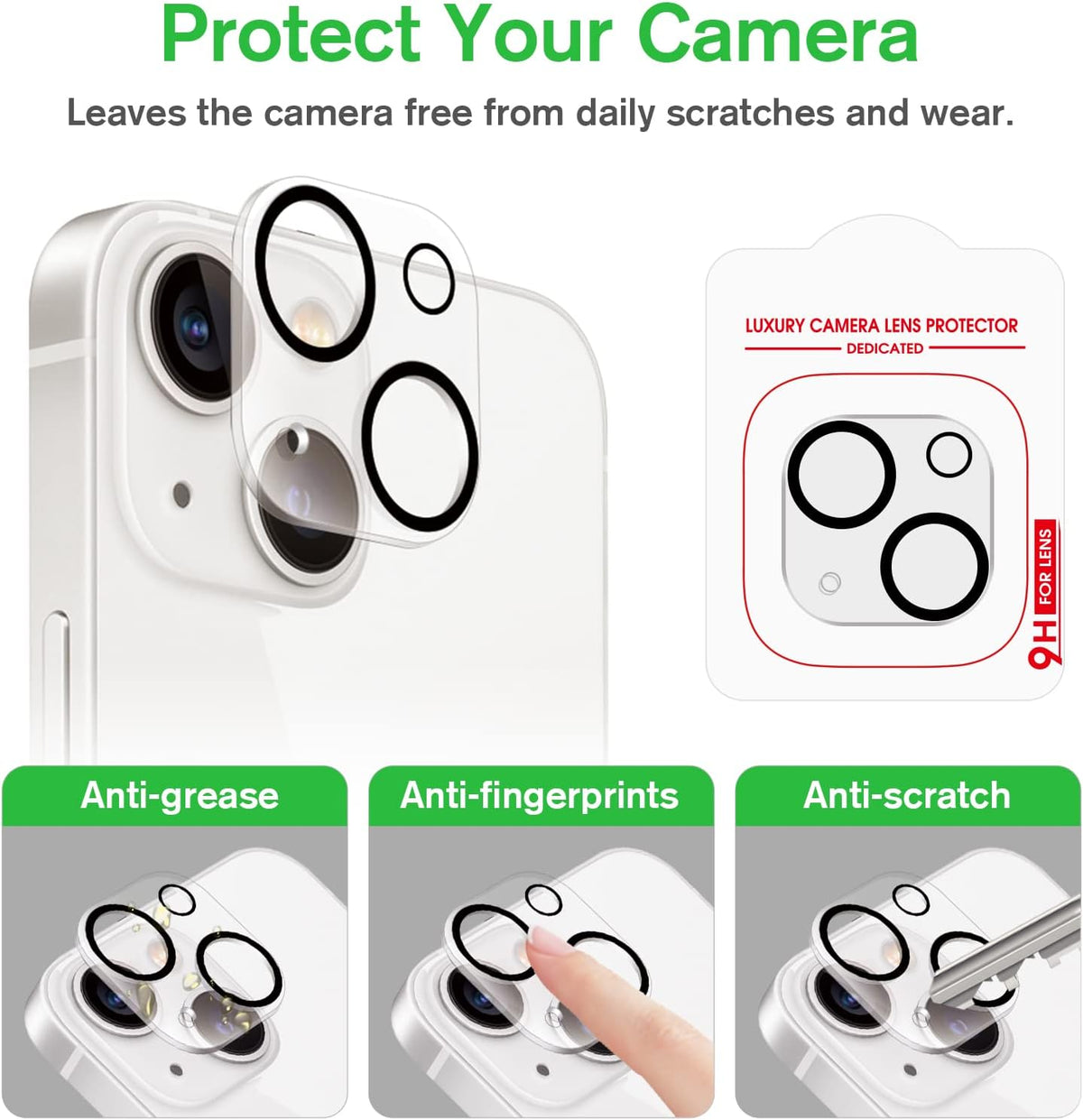 [2+2 Pack] Tempered Glass Screen Protector for iPhone 14 (6.1 inch, 2022) with 9H Hardness, Camera Lens Protector