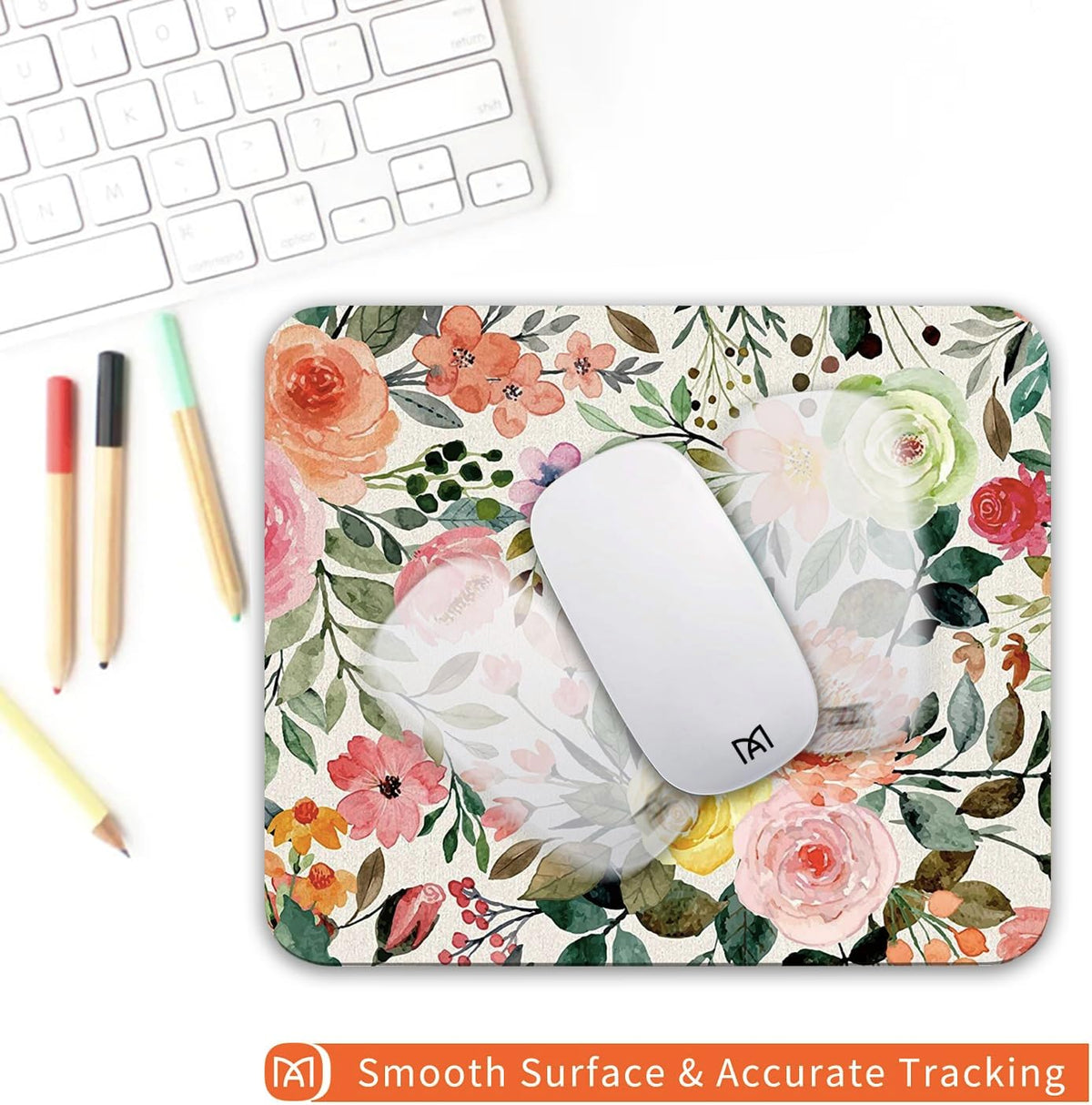 Square Mouse Pad Watercolour Floral,Personalized Premium-Textured Custom Mouse Mat Design,Washable Mousepad Cloth,Non-Slip Rubber Base Computer Mouse Pads for Wireless Mouse
