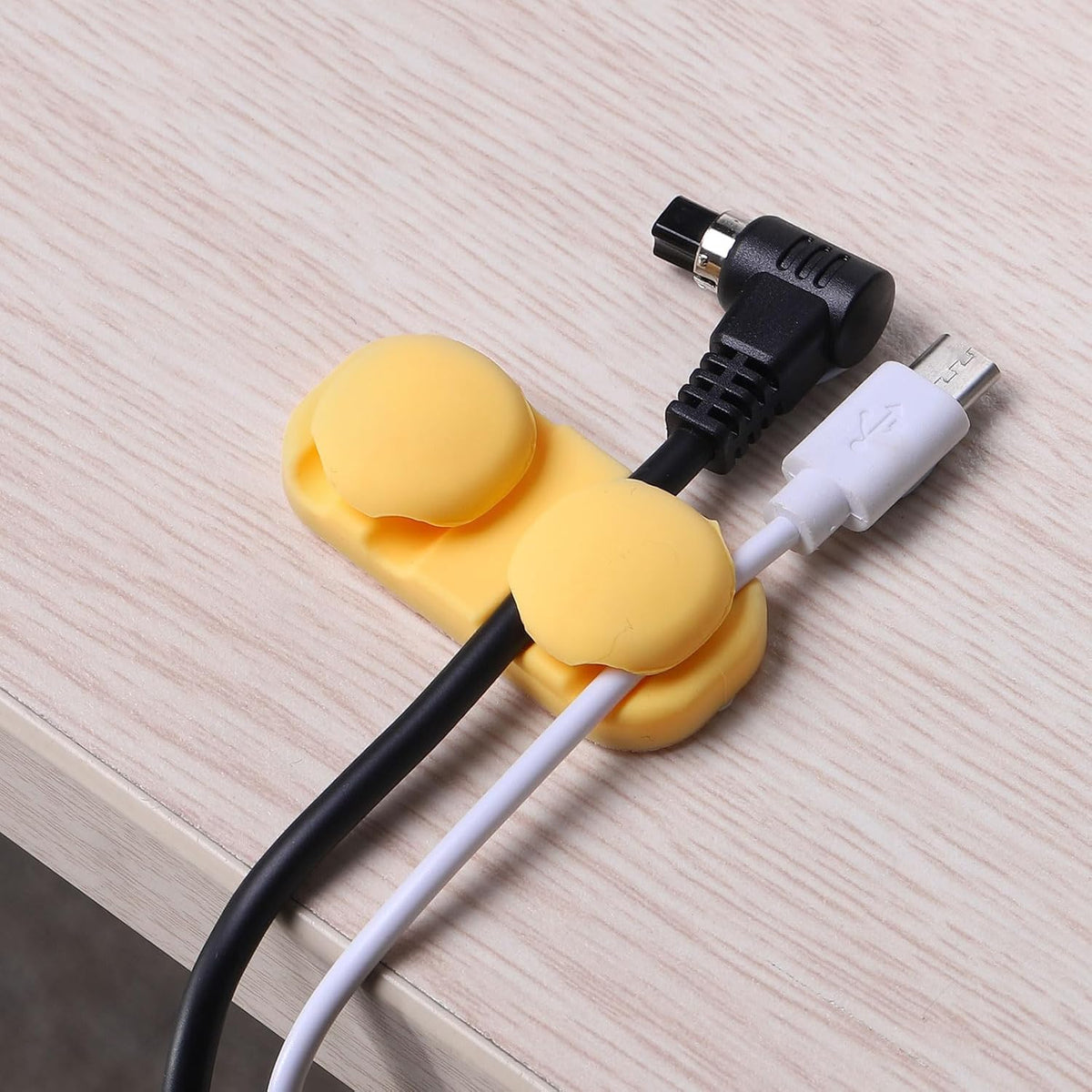 MECCANIXITY Cable Clips Organizer for Desk - 4 Slot Silicone Adhesive Wire Holders for USB Cable, Black