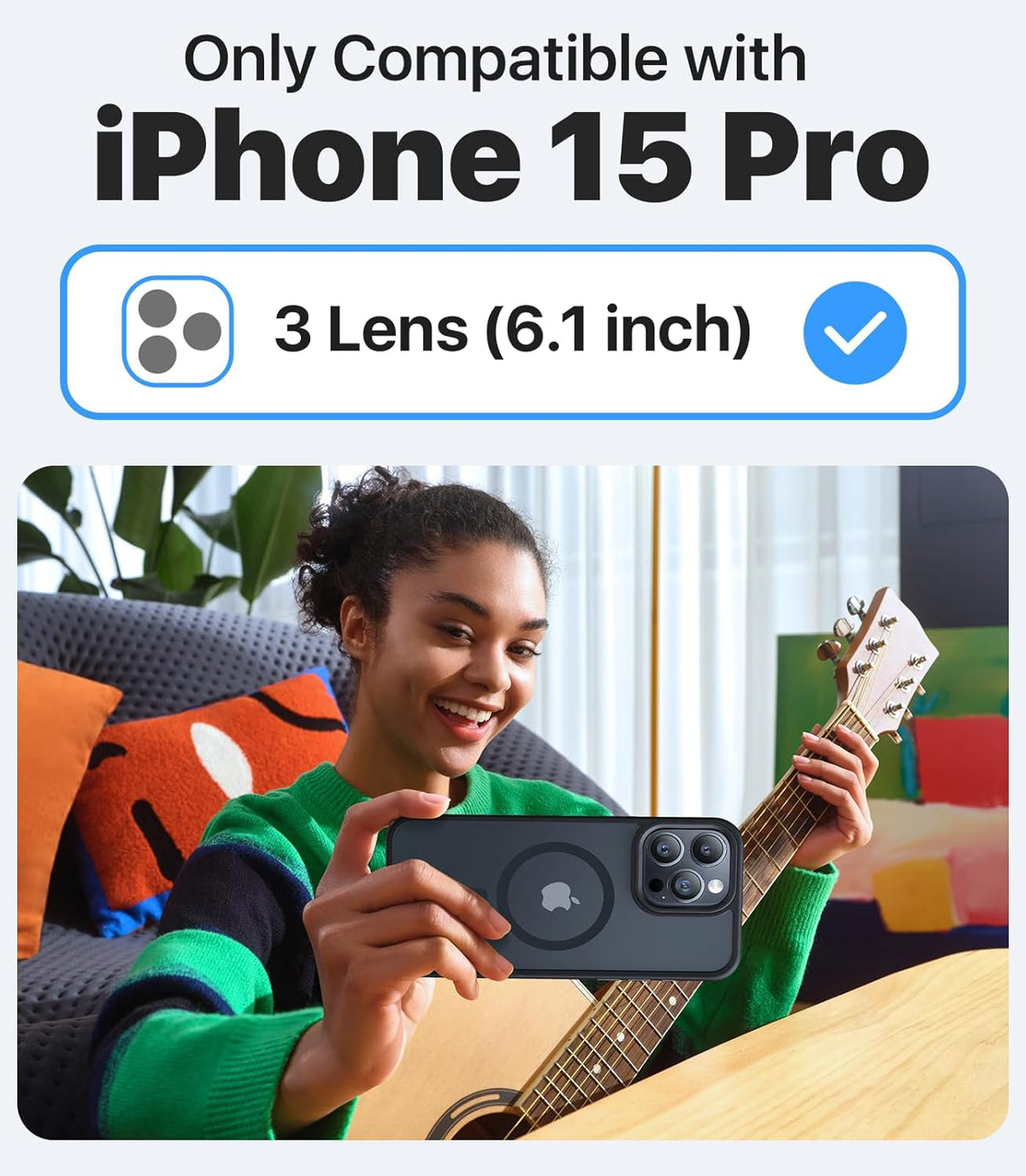 iPhone 15 Pro Case - Slim Translucent Matte, Shockproof, Military-Grade, Strong Magnetic, Compatible with MagSafe,