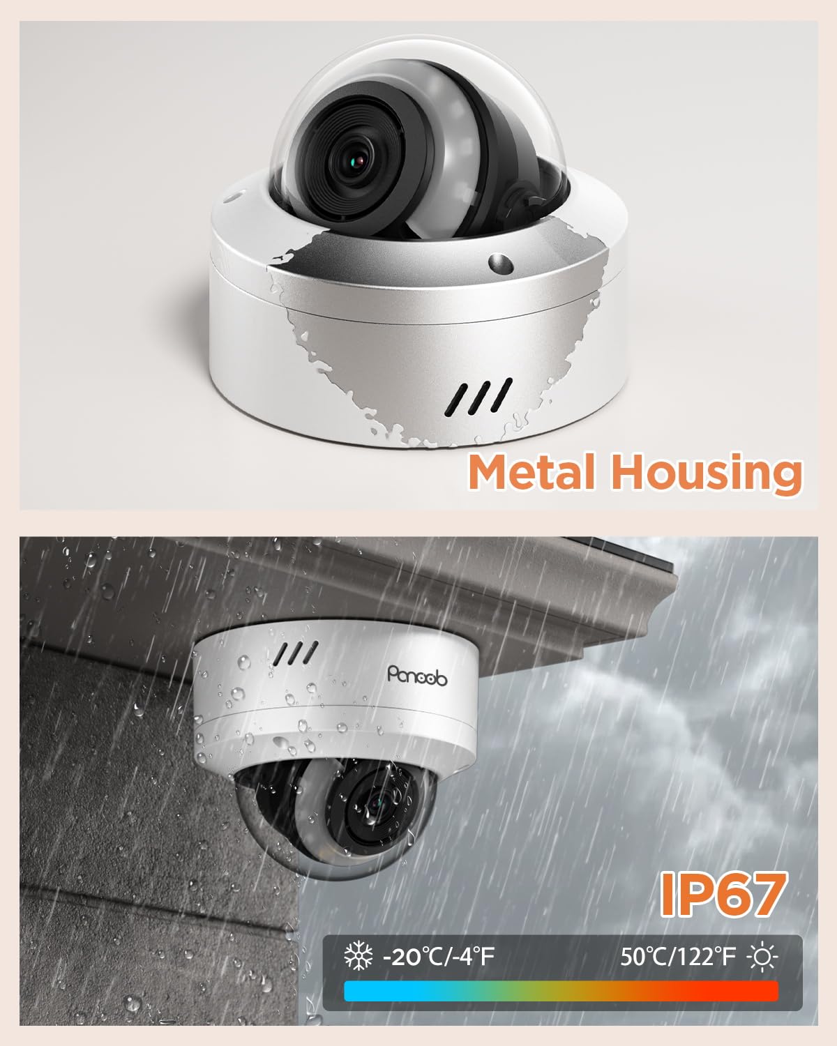 PANOOB 16 Channel Security Camera System, 12x 5MP Wired IK-10 Vandal Dome PoE Camera Outdoor, Human Vehicle Detection, Smart Color Night Vision, 2 Way