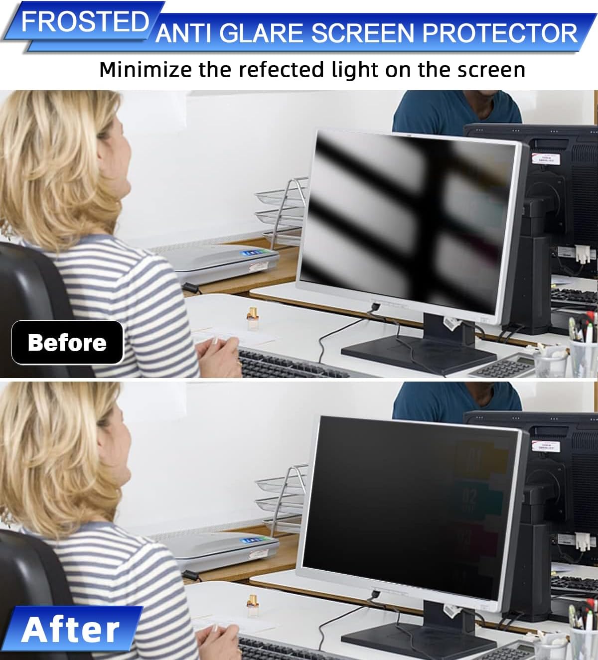 FILMEXT 32 inch Privacy Screen Filter for 16:9 Computer Widescreen Monitor, Removable 32 in Anti Blue Light Anti Glare Anti Spy Privacy Filter Shield-(27 5/8×15 5/8)