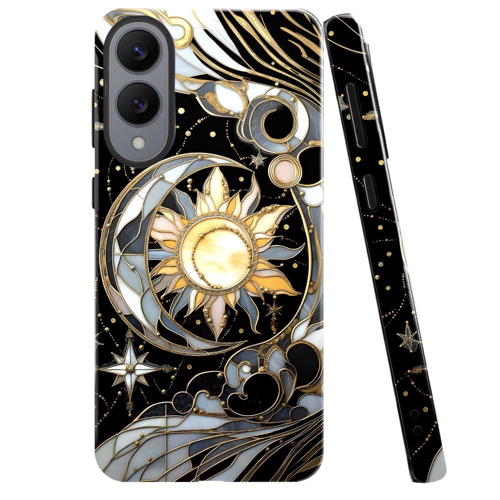 Case For Samsung Galaxy S25 Edge,Celestial Stained Glass Moon Phone Case Military-Grade Drop Protection Cover For Women Girl - G