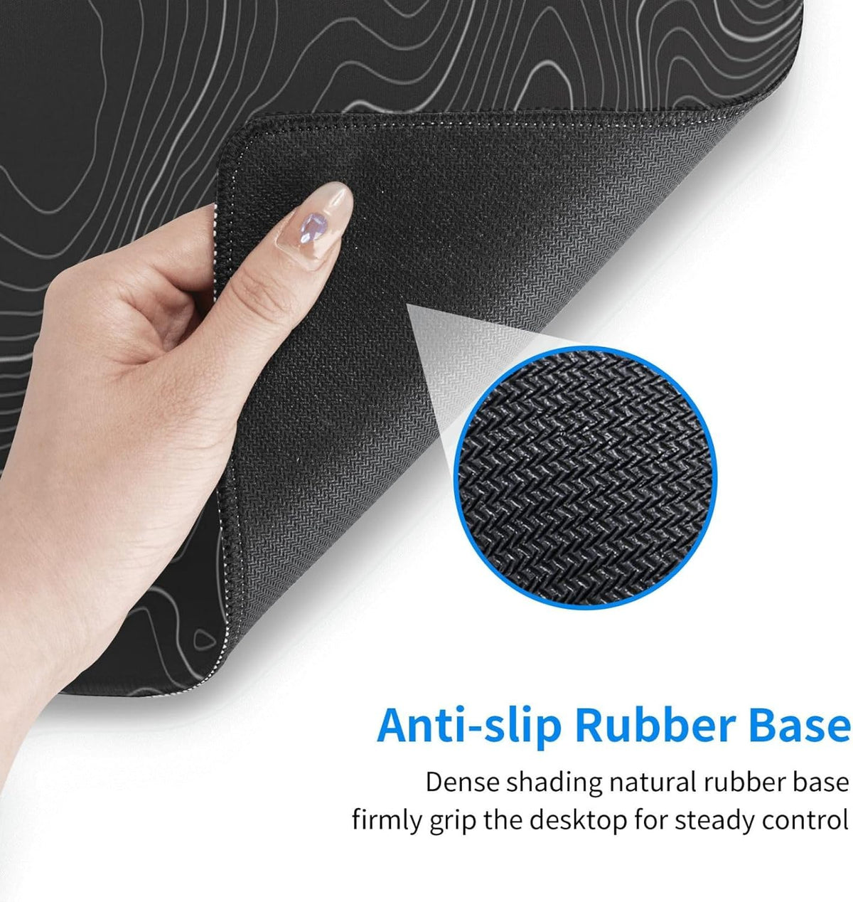 Topographic Contour Extended Big Mouse Pad Large,Gaming Mouse Pad Desk Pad,31.5×11.8 Inch Long Computer Keyboard Mouse Mat Mousepad with 3mm Non-Slip Base and Stitched Edge for Gaming and Office