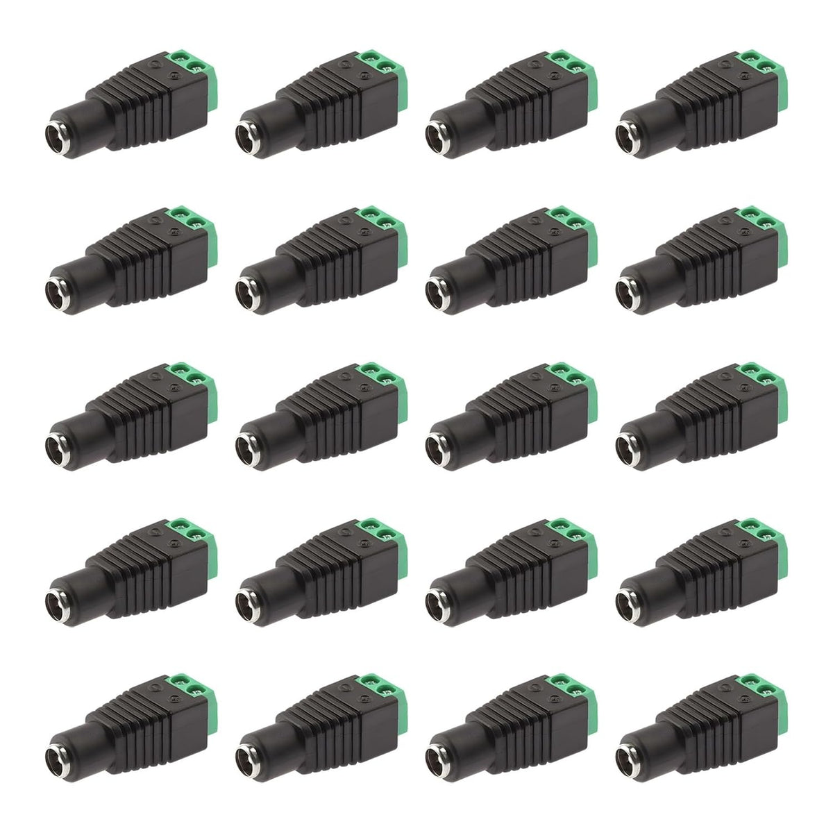 20Pcs Female 12V DC Power Connector, 5.5mm x 2.1mm Barrel Adapter for LED Light Strip CCTV Security Camera Monitoring