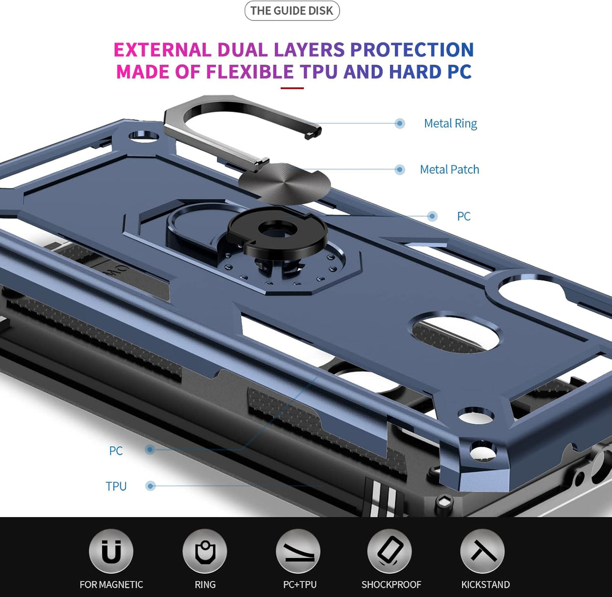 LeYi for Moto G Power 2021 Case with [2 Pack] Tempered Glass Protector, [Military-Grade] Shockproof Case with Ring