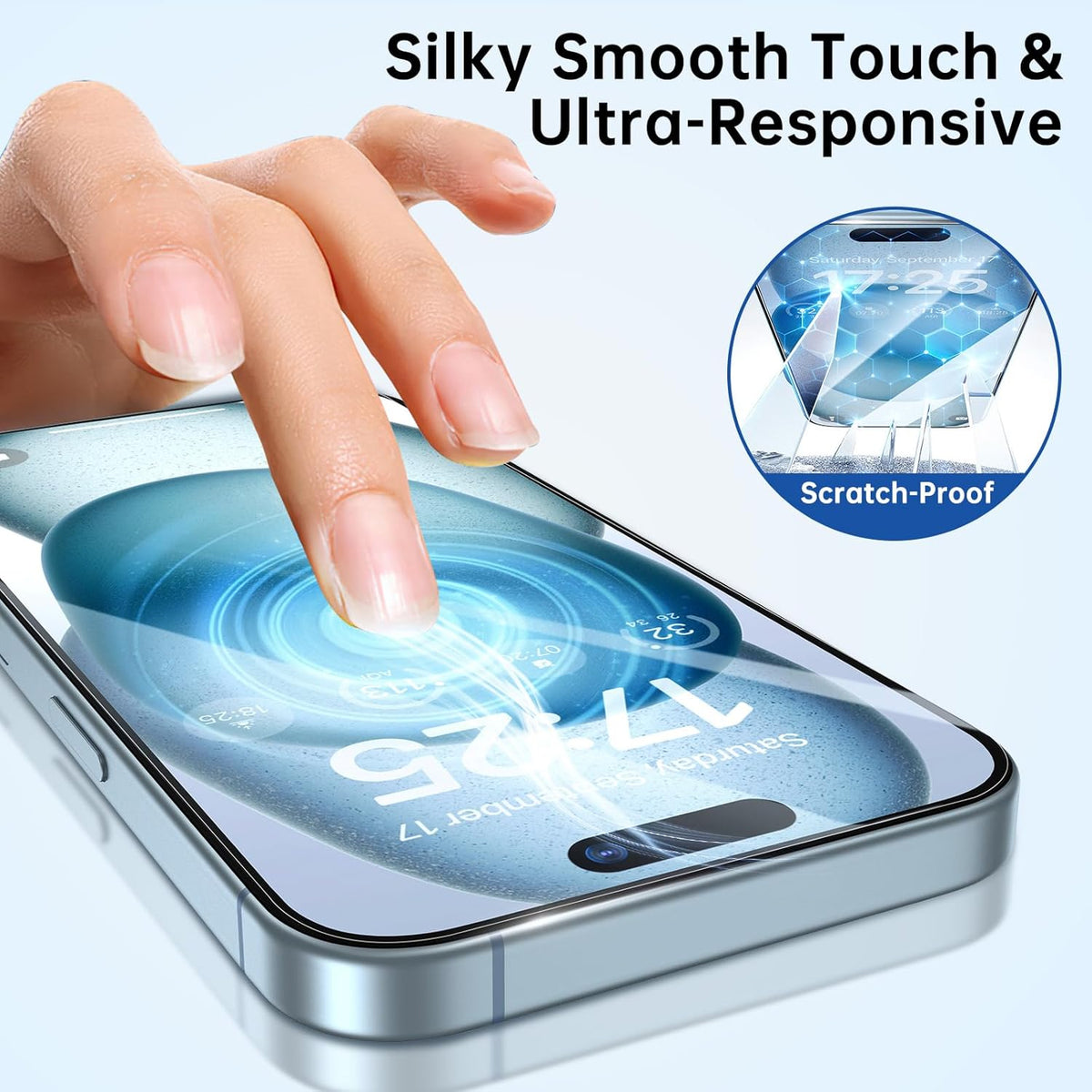 SYNCWIRE iPhone 15 Screen Protector [6.1 inch] - 3 Pack, HD Clear, Shatterproof, Scratch Resistant, Easy Install,